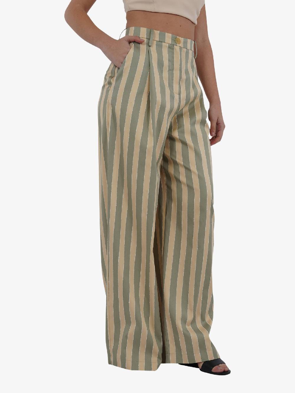 ALYSI Pantalone Sartoriale Donna Maxi Riga Salvia