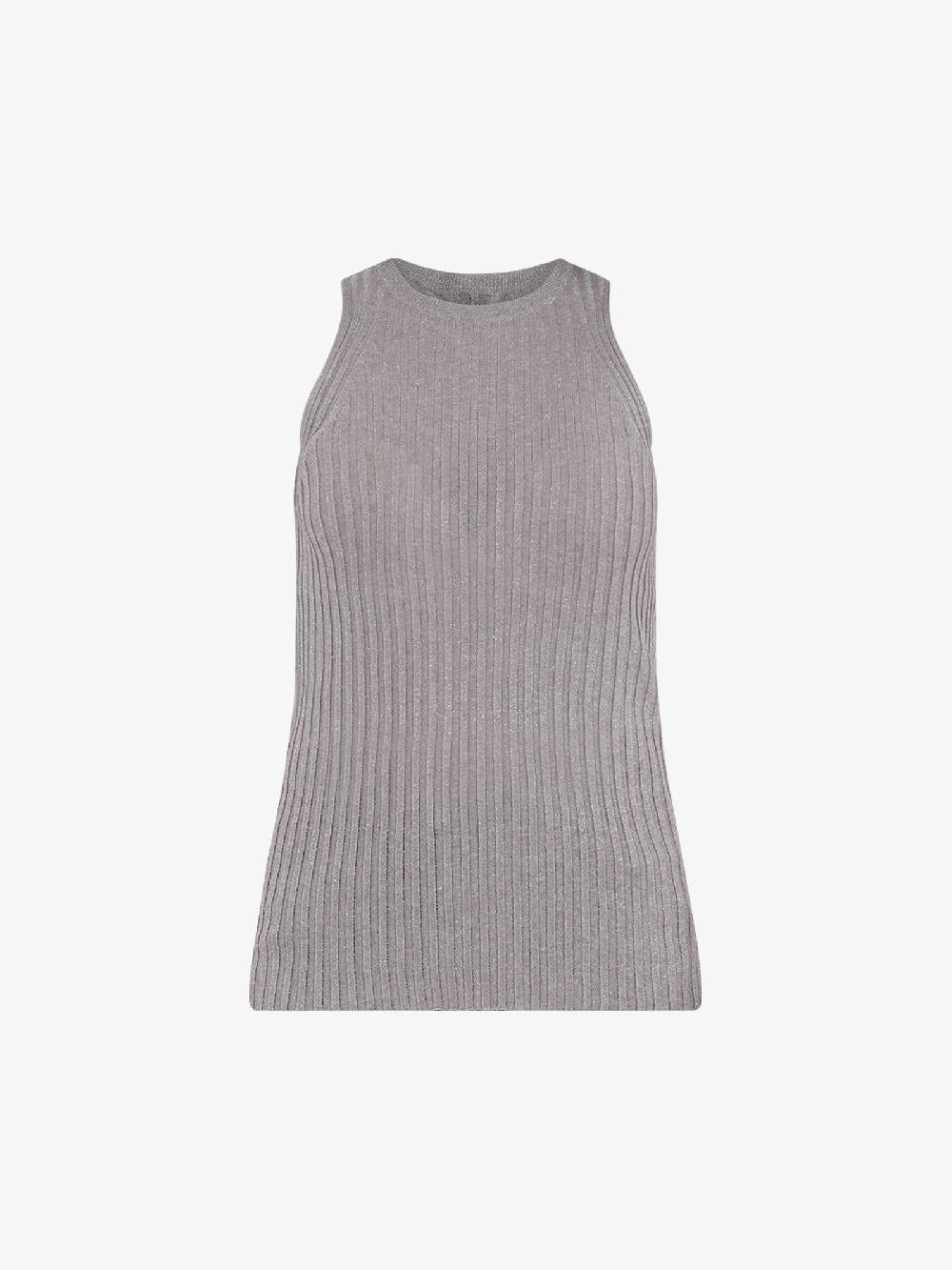 ALYSI Top canotta donna a costina glossy lilla