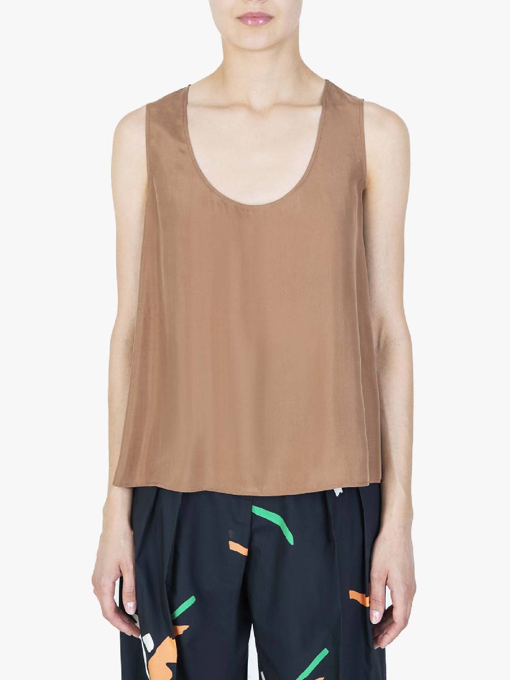 ALYSI Top Habutay Donna Con Scollo Tondo Legno