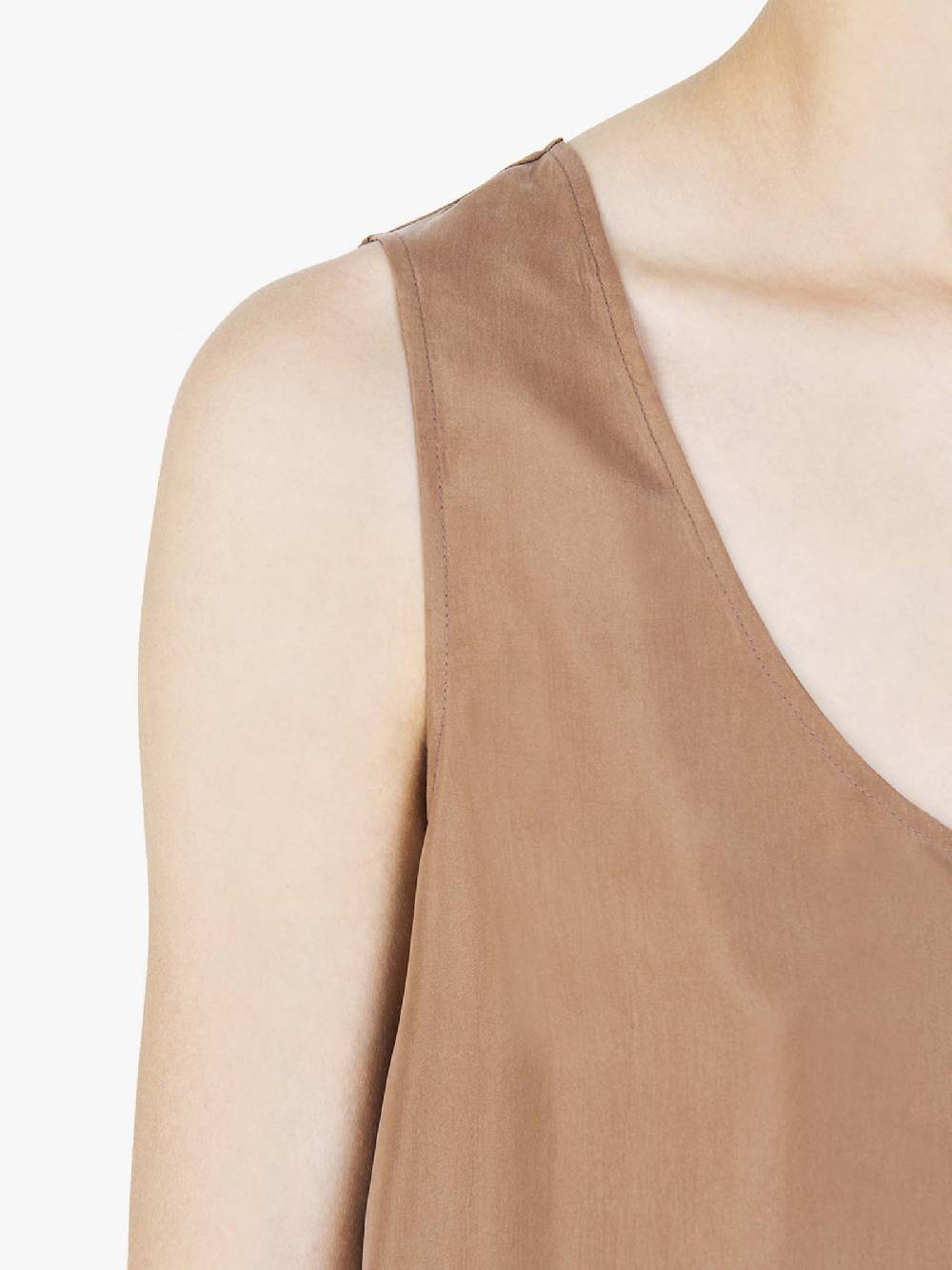 ALYSI Top Habutay Donna Con Scollo Tondo Legno