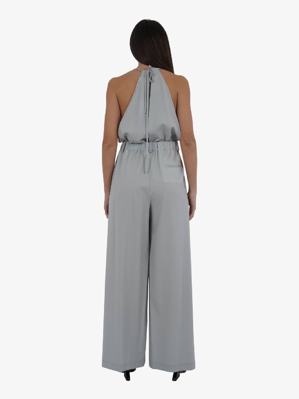 ALYSI Tuta Wide Leg Donna In Tela Di Lana Perla