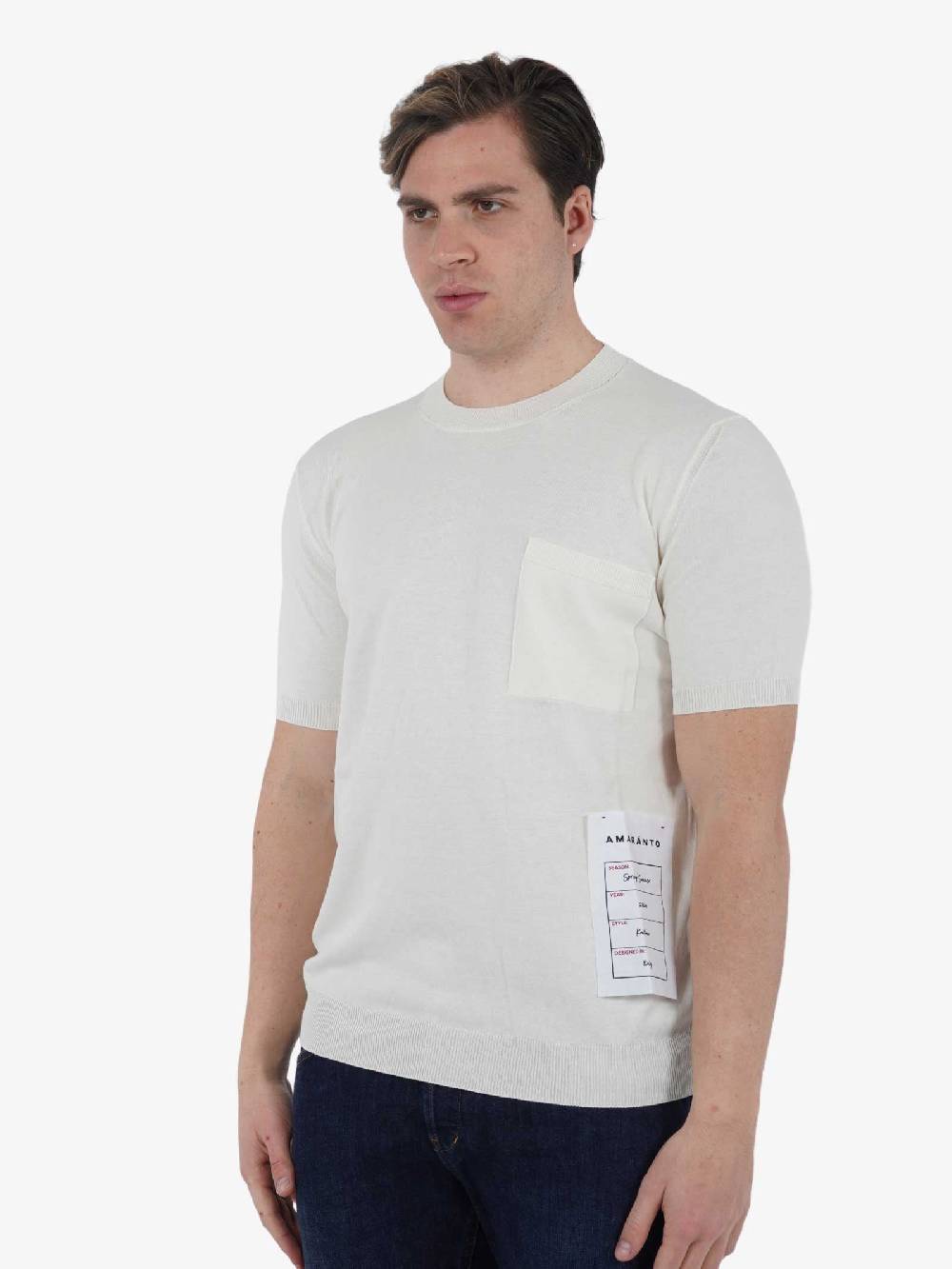 AMARANTO Maglia B9B0021 Uomo Cotone Panna