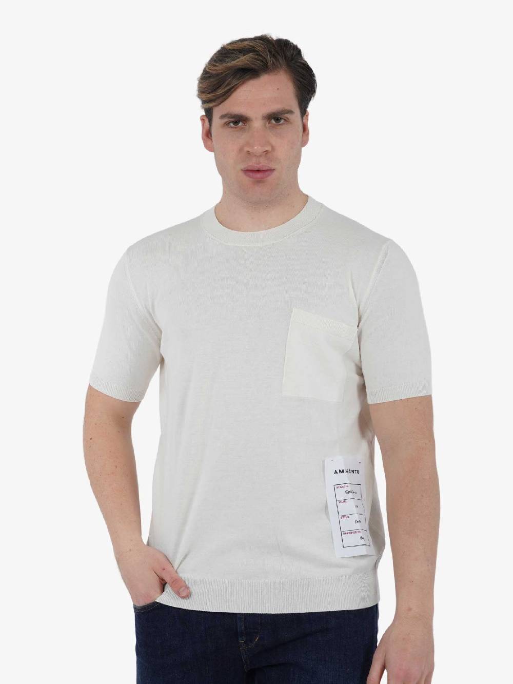 AMARANTO Maglia B9B0021 Uomo Cotone Panna