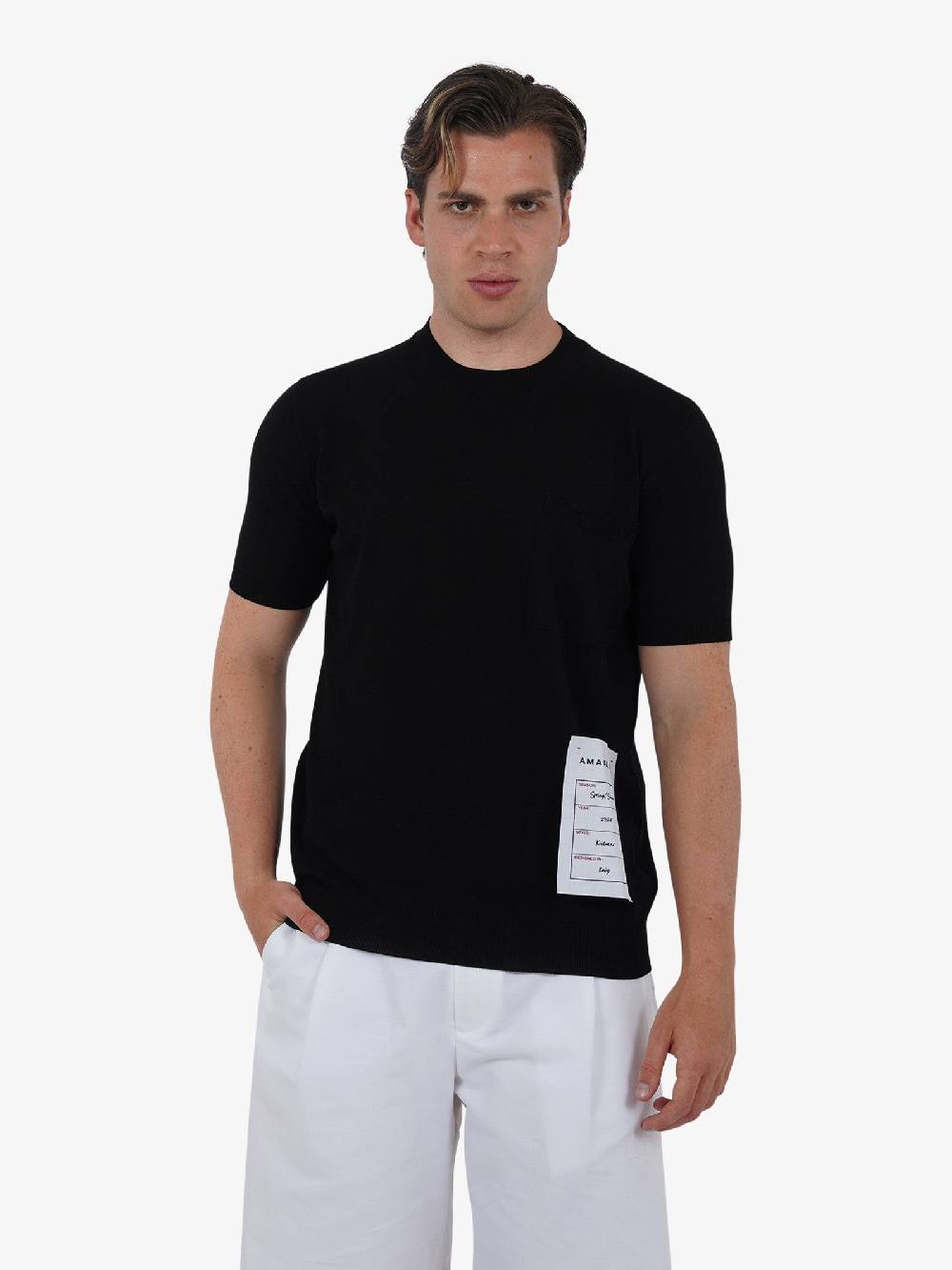 AMARANTO Maglia B9B0021B uomo cotone nero