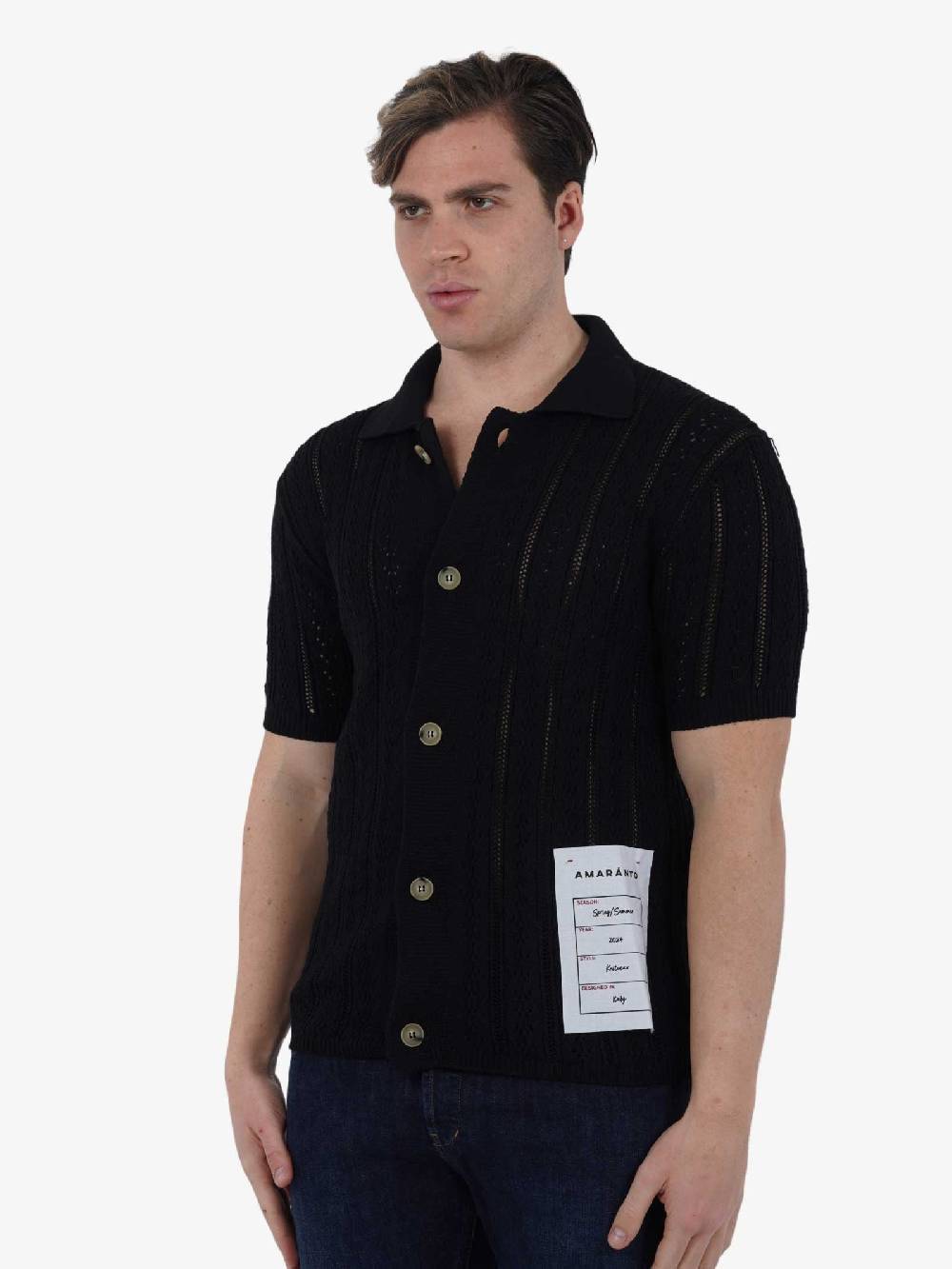 AMARANTO Maglia B9B0042 Uomo Cotone Nero
