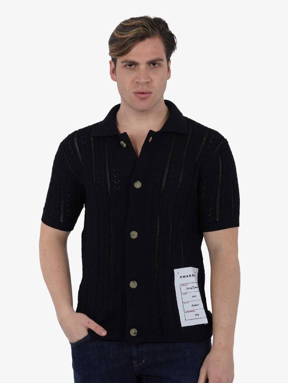 AMARANTO Maglia B9B0042 Uomo Cotone Nero