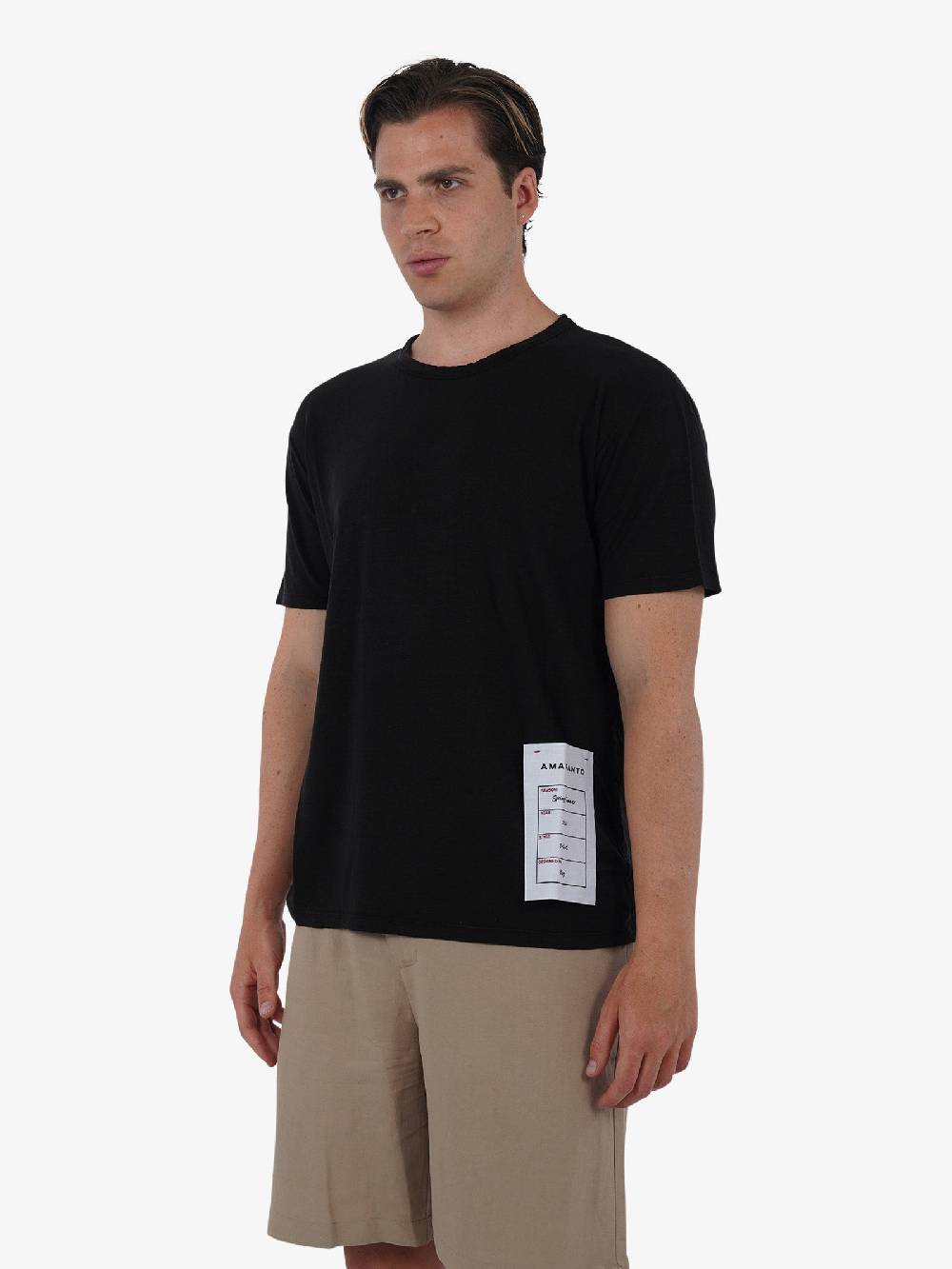 AMARANTO T-shirt B6B0008 Uomo Lino Nero