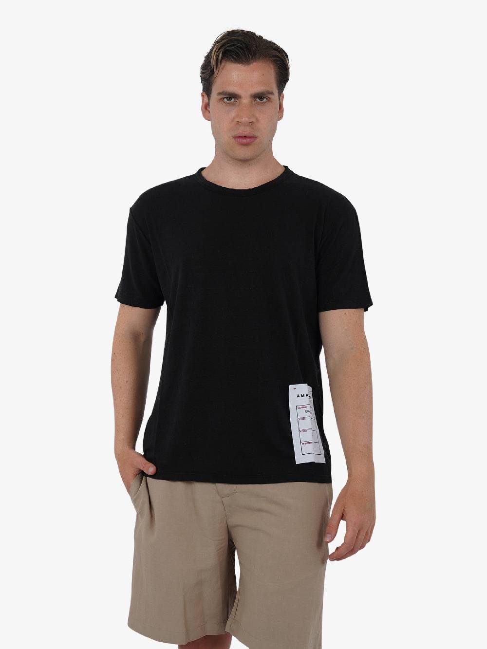 AMARANTO T-shirt B6B0008 uomo Lino nero