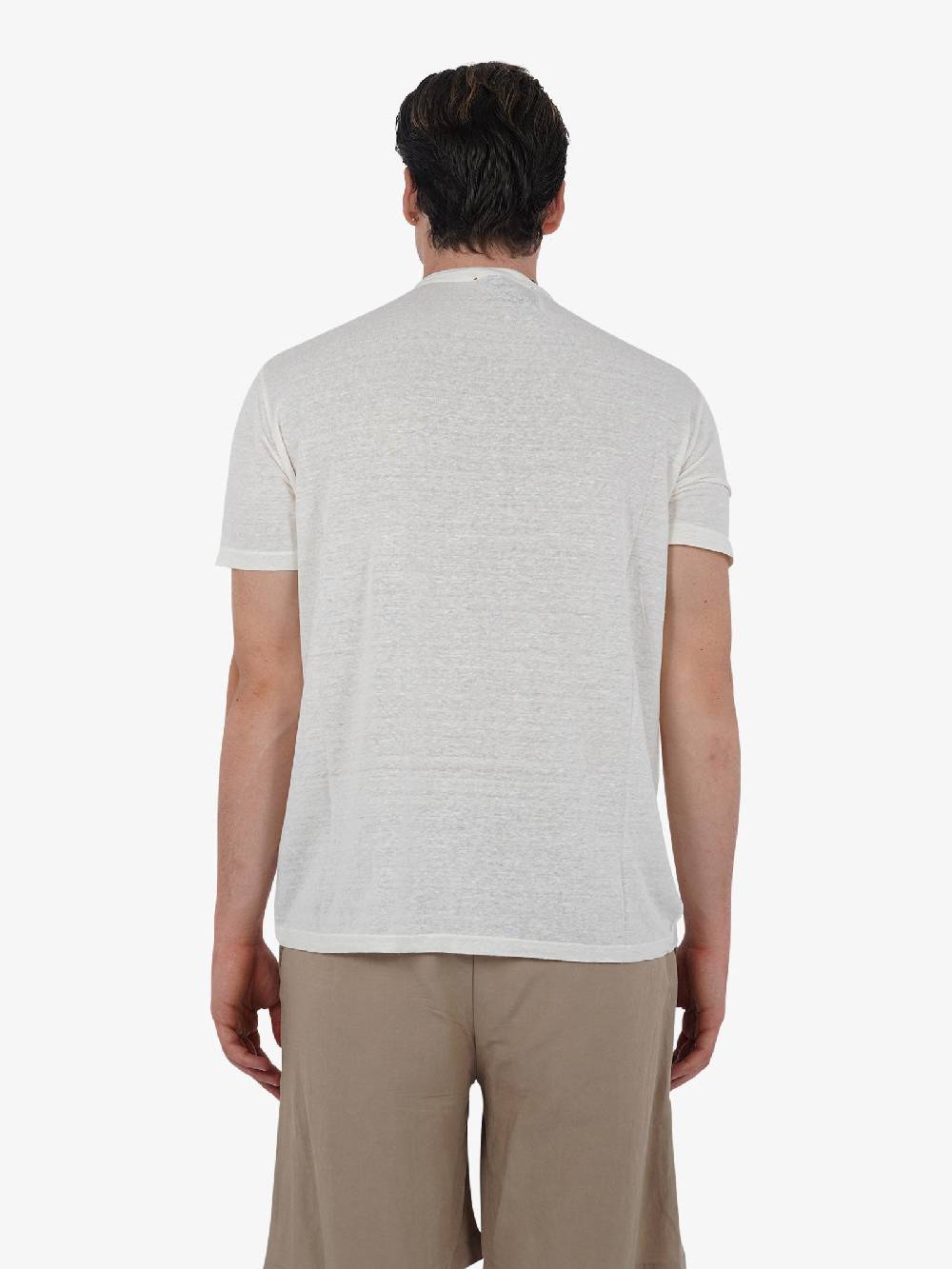 AMARANTO T-shirt B6B0008 Uomo Lino Panna