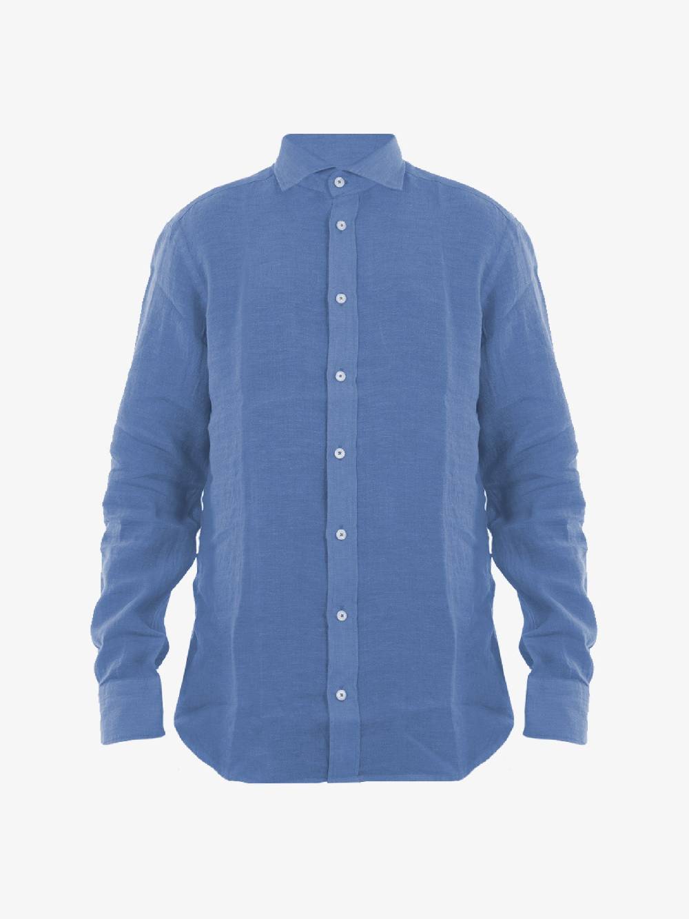 BASTONCINO Camicia Simo Collo 164 uomo in lino blu