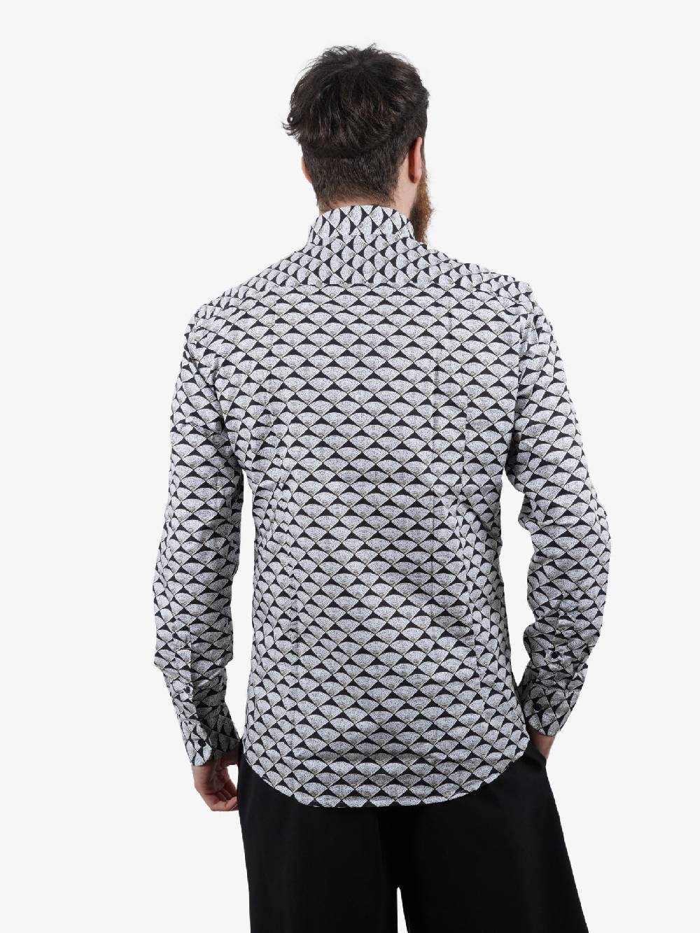 BASTONCINO Camicia Uomo Cotone Nero Simo Collo 164