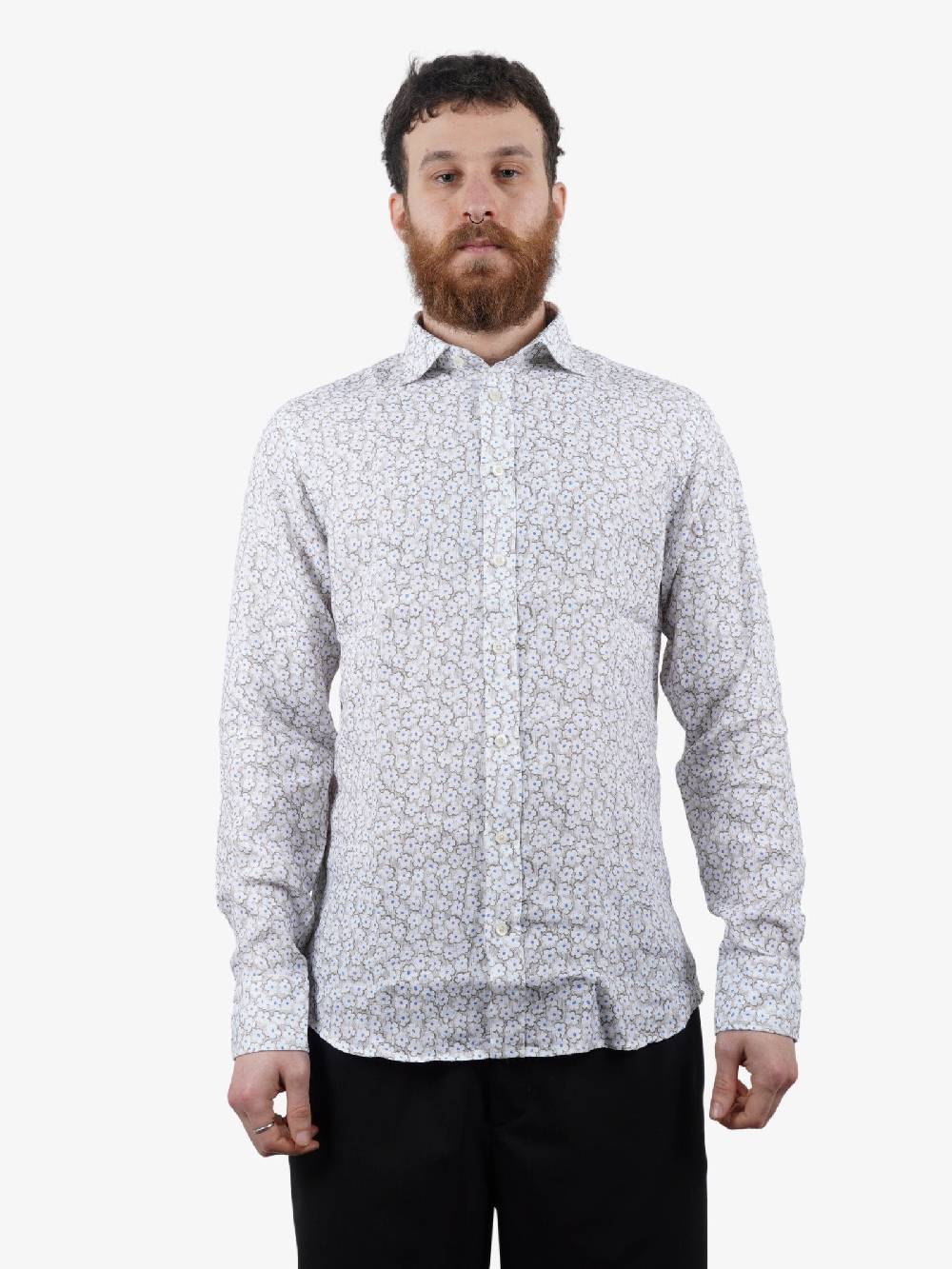 BASTONCINO Camicie Uomo Lino Beige Simo Collo 164