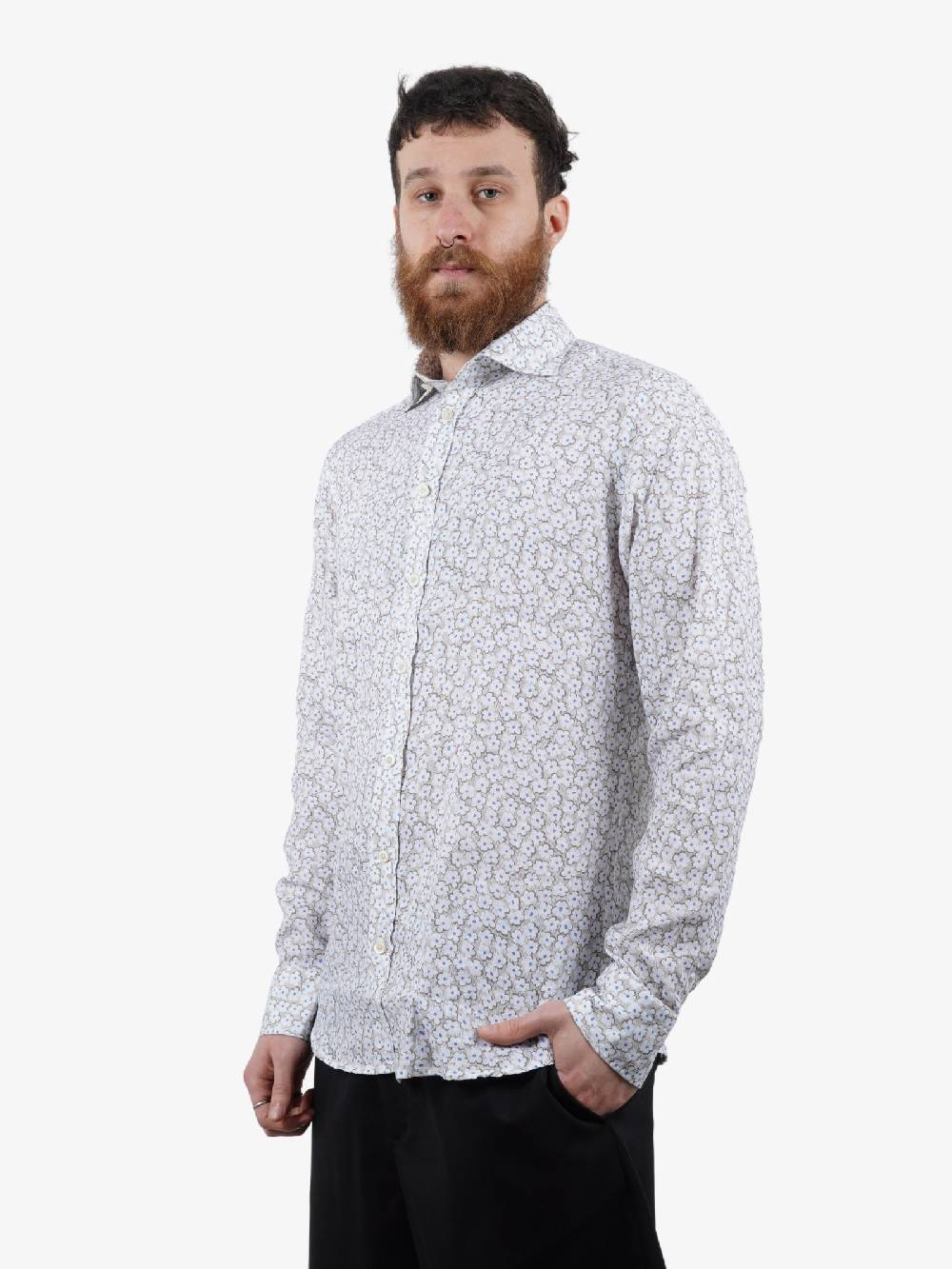 BASTONCINO Camicie Uomo Lino Beige Simo Collo 164