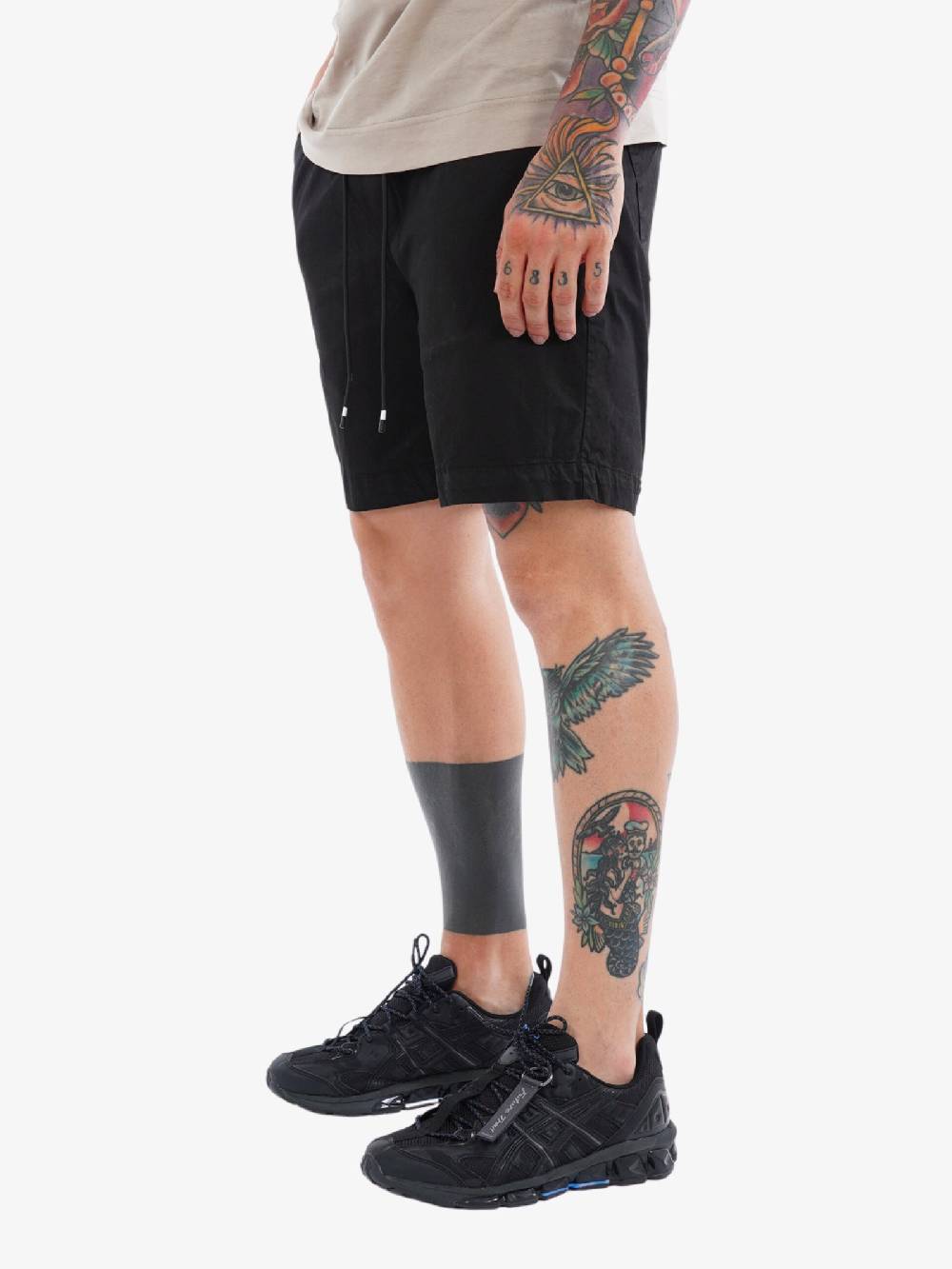 WHITE OVER Bermuda 00405 Uomo In Cotone Bianco Nero