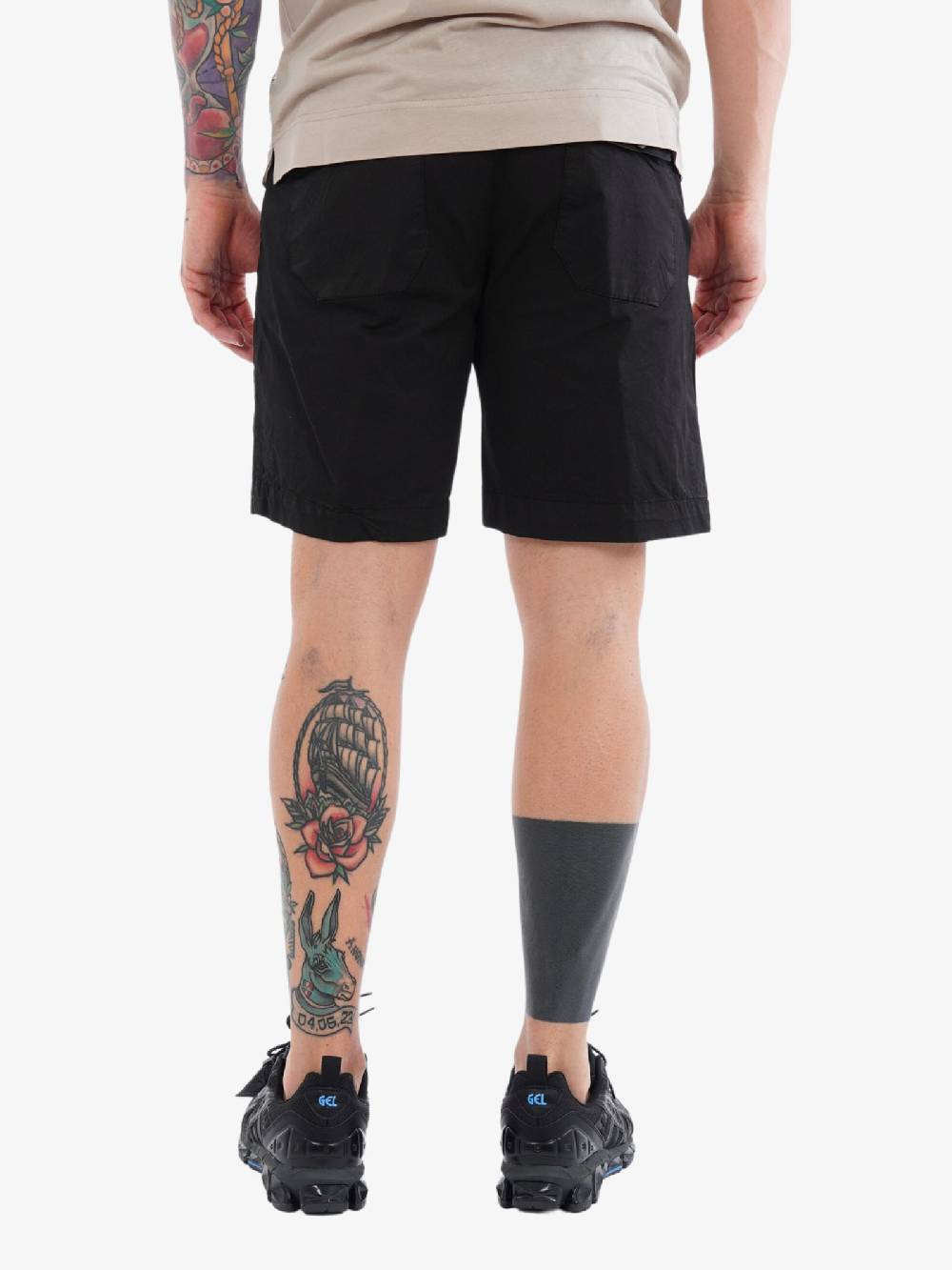 WHITE OVER Bermuda 00405 Uomo In Cotone Bianco Nero