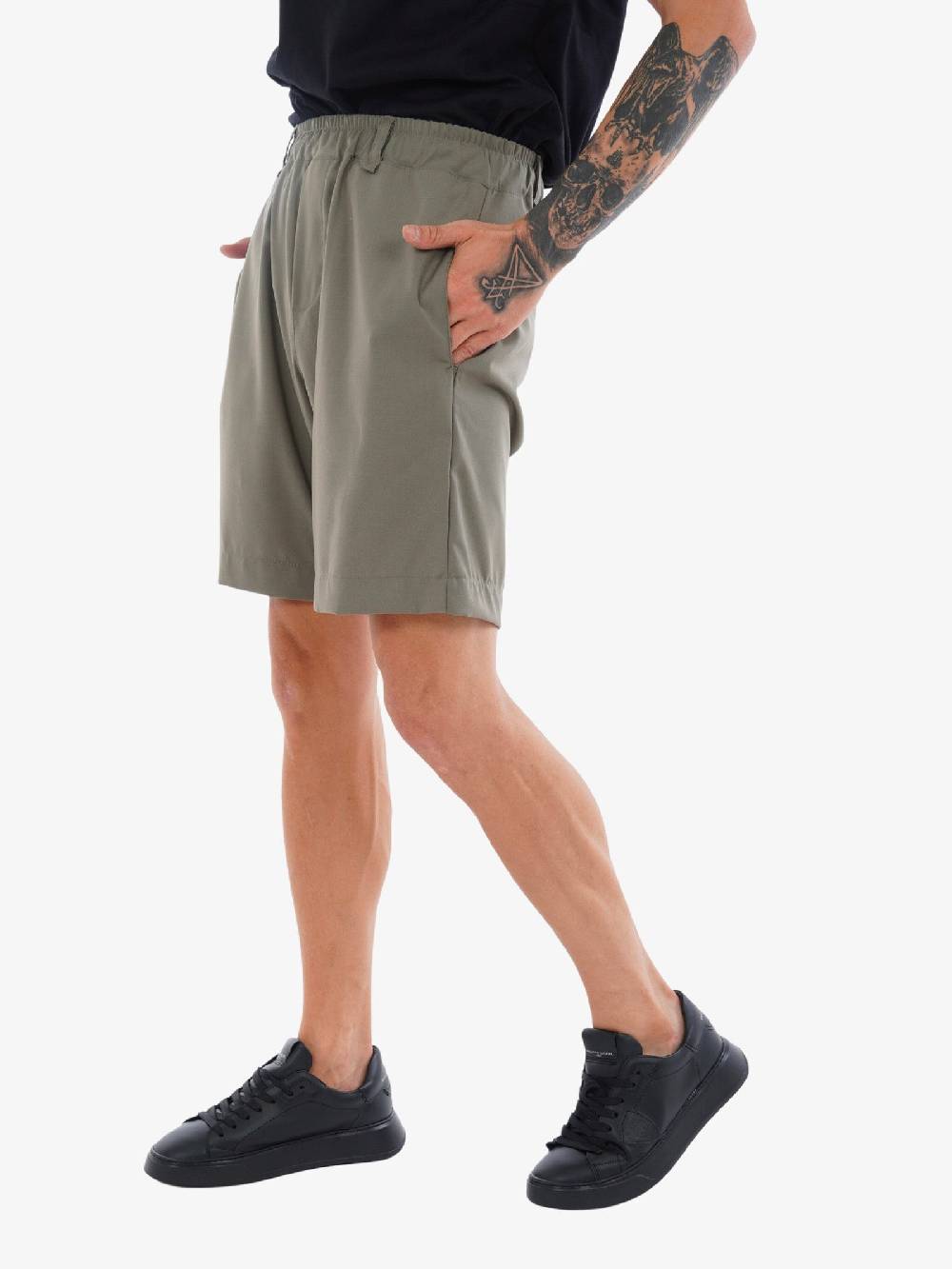 PRIME Bermuda AG6325 Uomo Con Elastico In Vita Verde Militare
