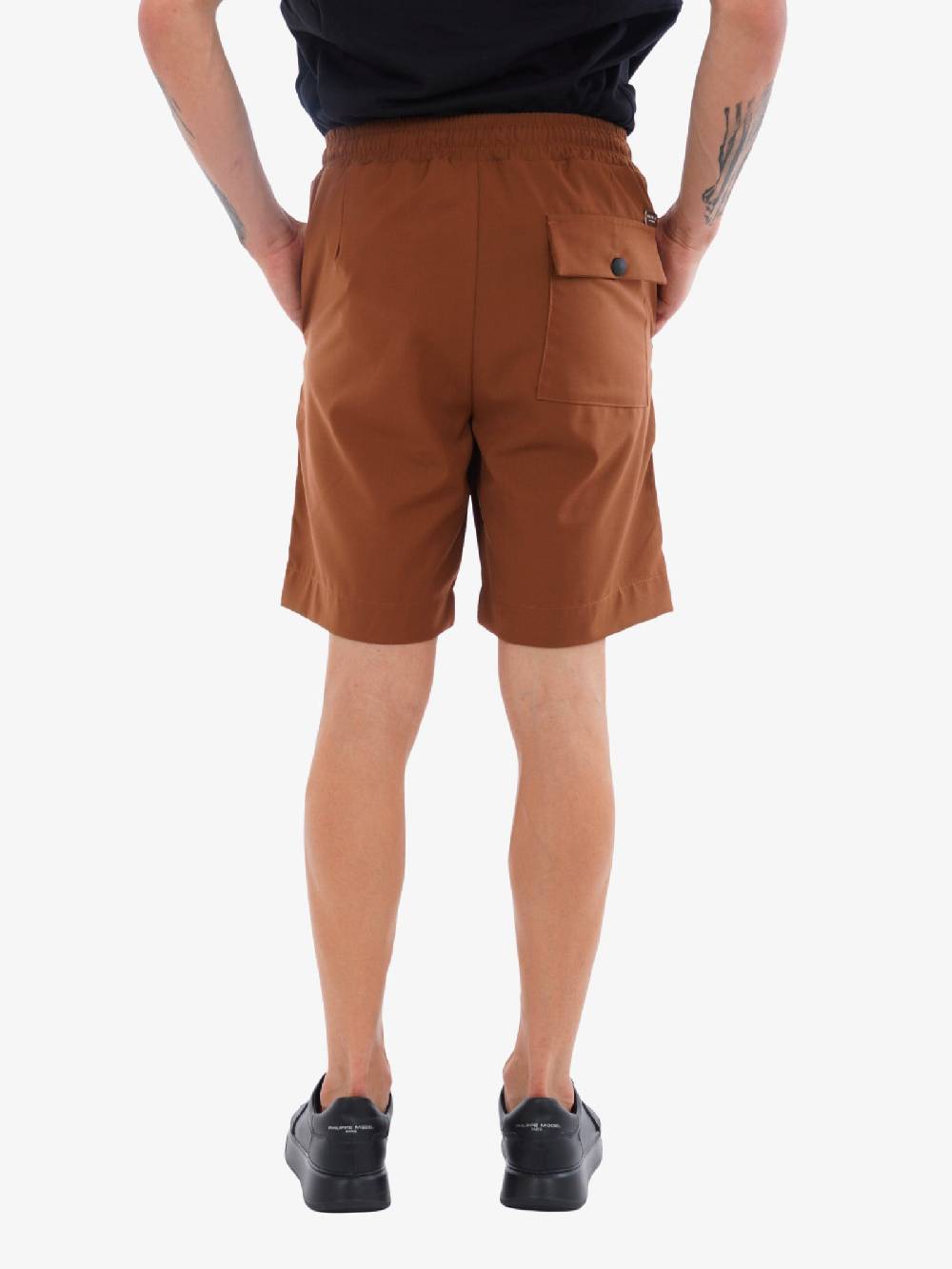 PRIME Bermuda Al Ginocchio AG4219 Uomo Marrone Elastico A Contrasto