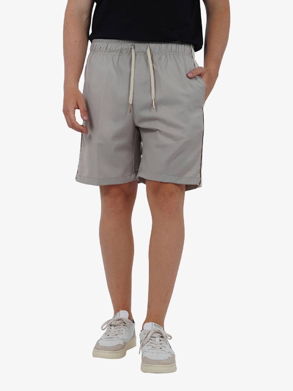 YES LONDON Bermuda con bande laterali XS4215 uomo lana beige