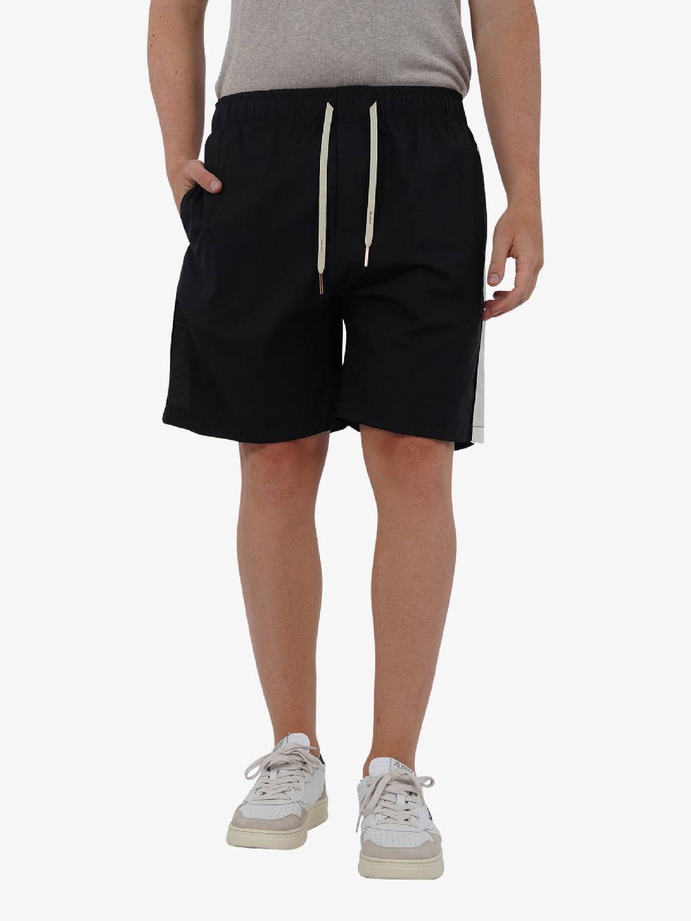 YES LONDON Bermuda con bande laterali XS4215 uomo lana nero