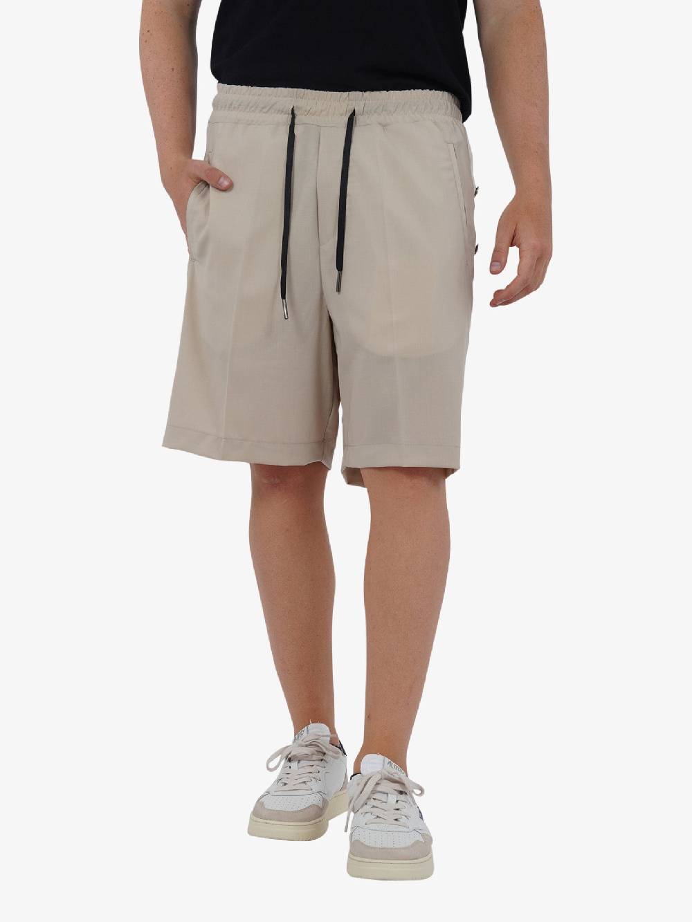 YES LONDON Bermuda con elastico XS4216 uomo lana beige