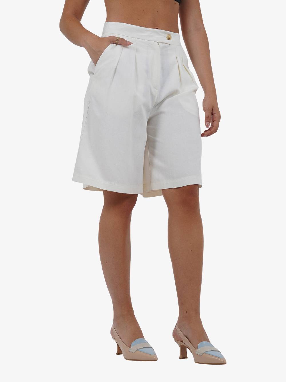 VICOLO Bermuda Con Pieghe TB1568 Donna Viscosa Beige