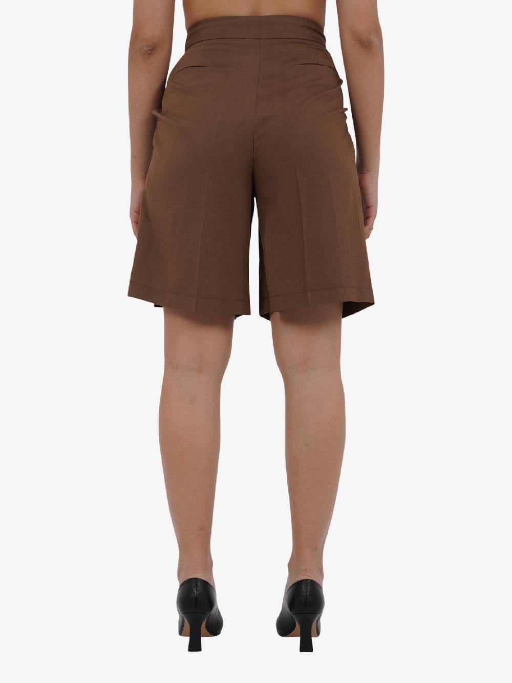 VICOLO Bermuda Con Pieghe TB1568 Donna Viscosa Marrone