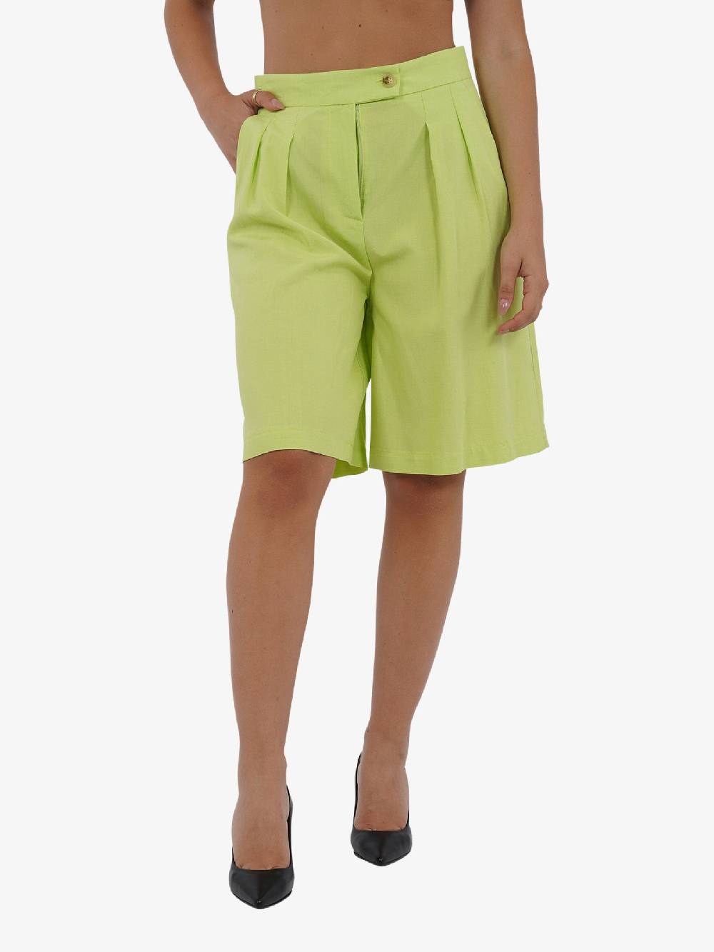 VICOLO Bermuda con pieghe TB1568 donna viscosa verde