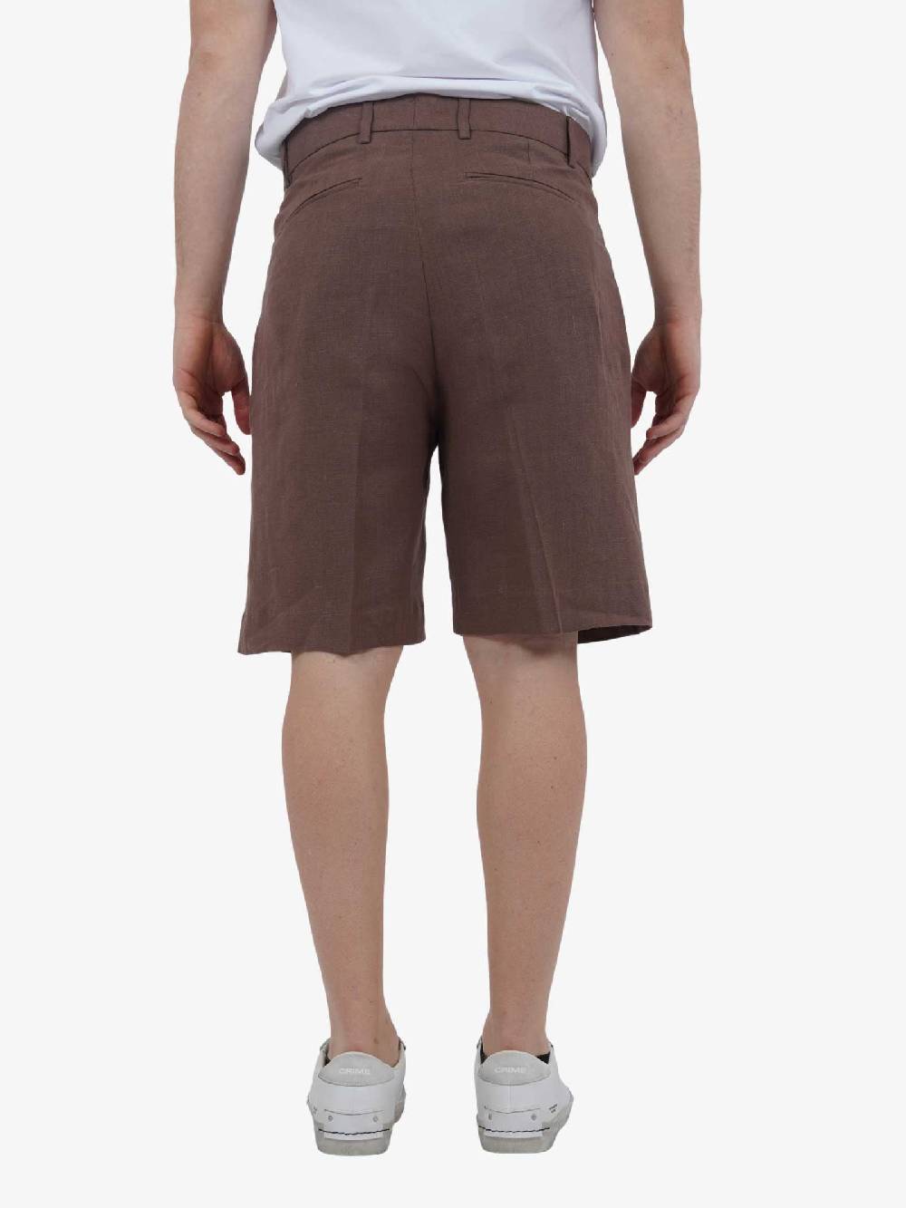 I'M BRIAN Bermuda Con Pinces BE2833 Uomo Lino Marrone