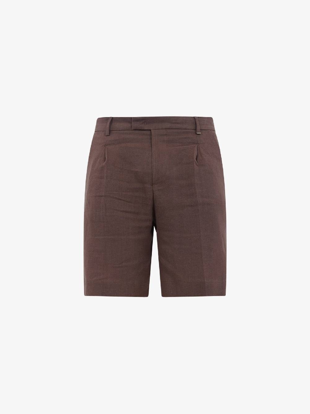 I'M BRIAN Bermuda Con Pinces BE2833 Uomo Lino Marrone