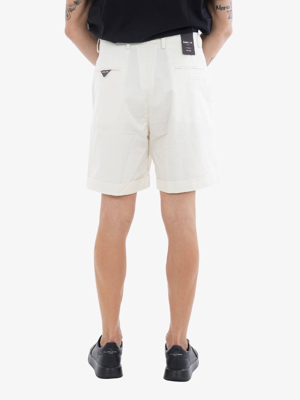 GOLDEN CRAFT Bermuda Uomo In Cotone Bianco Con Dettaglio Argento