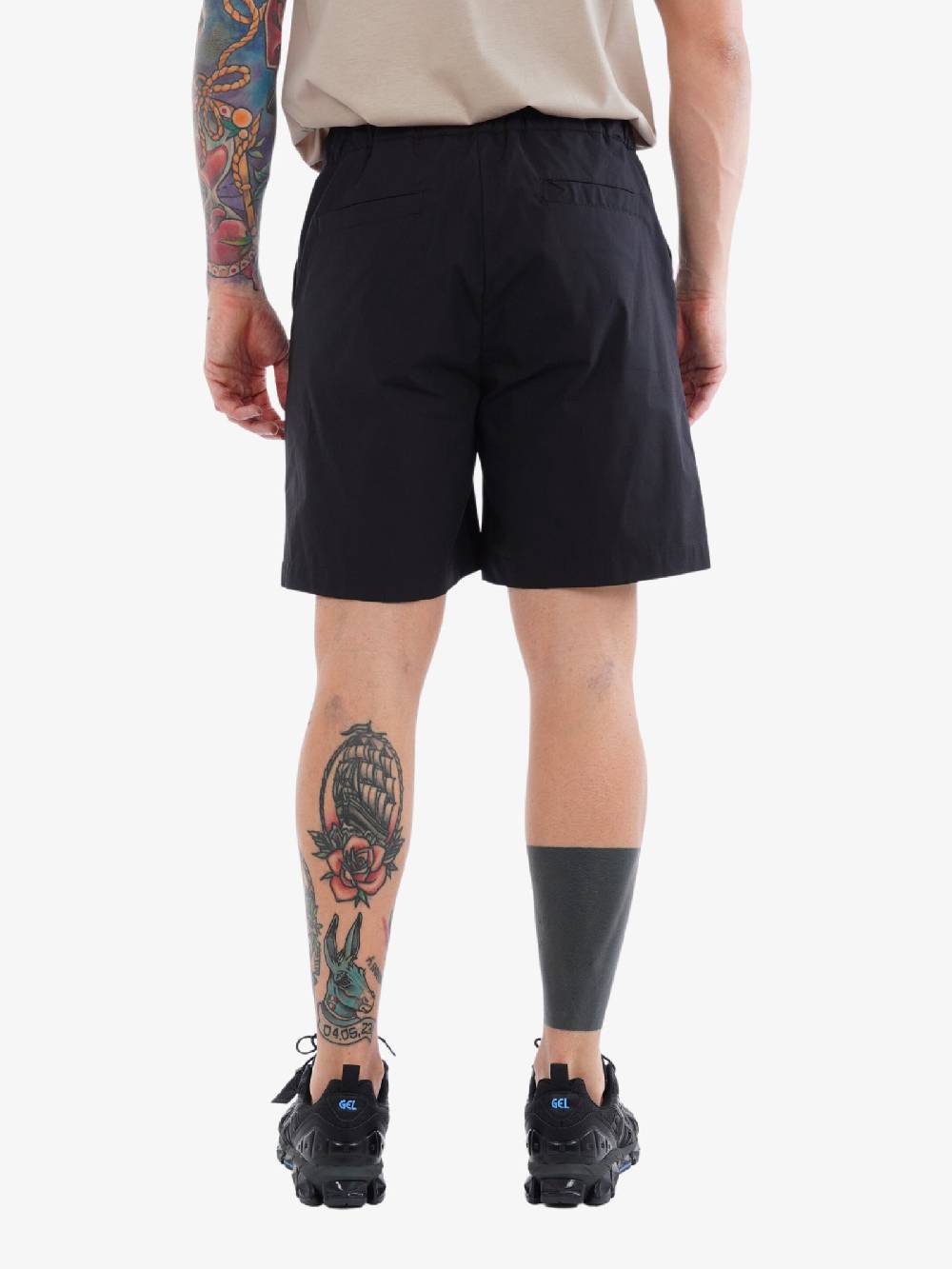 WHITE OVER Bermuda Uomo Nero In Cotone Con Tasche Cargo