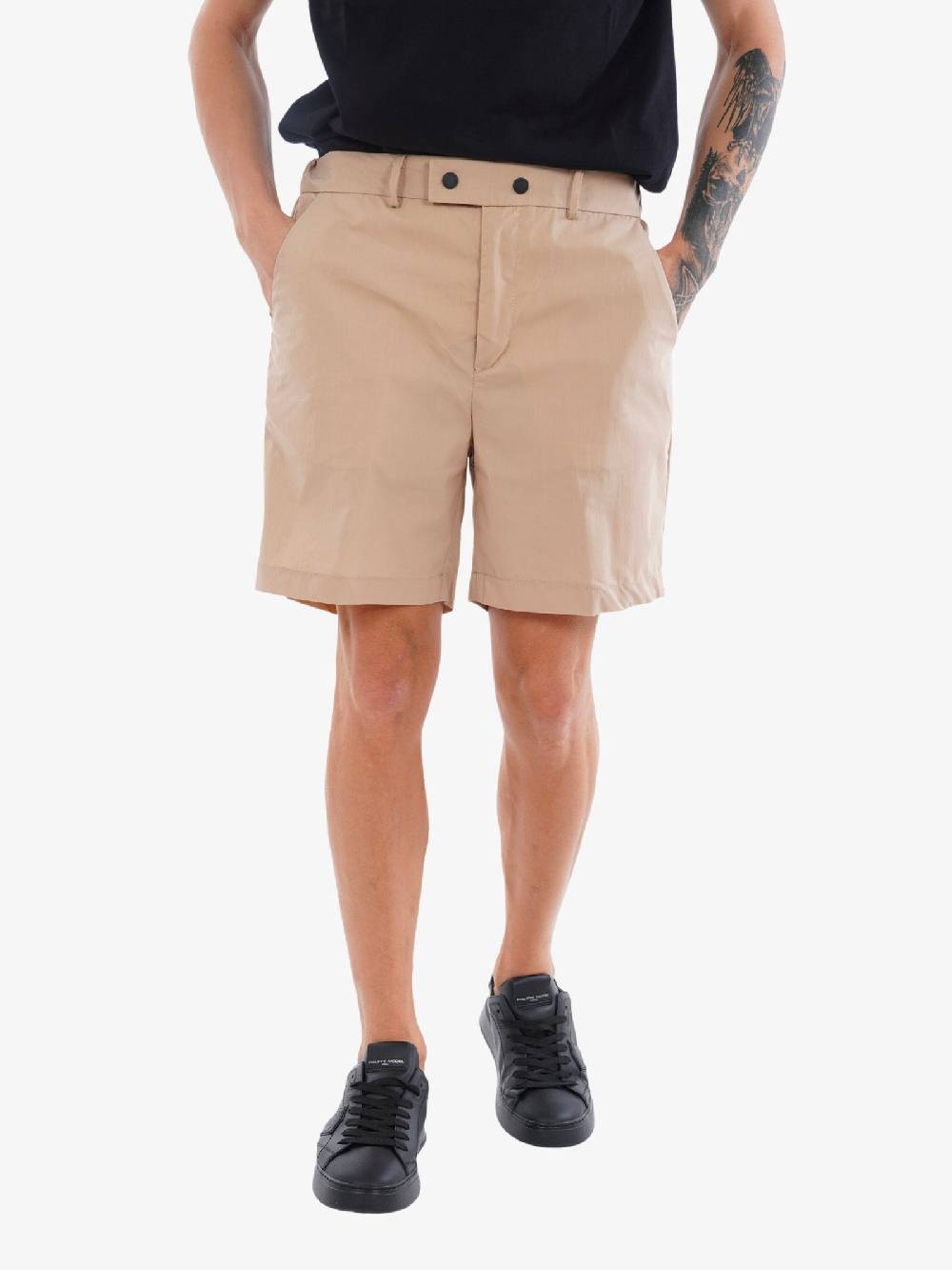 WHITE OVER Bermuda Wall Kill Uomo In Misto Cotone Crema Doppio Bottone