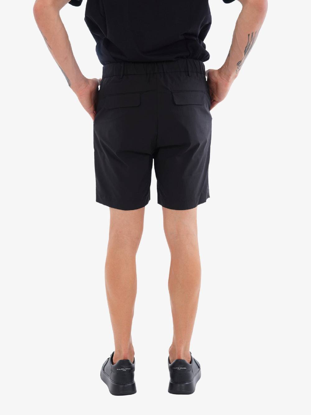 WHITE OVER Bermuda Wall Kill Uomo In Misto Cotone Nero Doppio Bottone