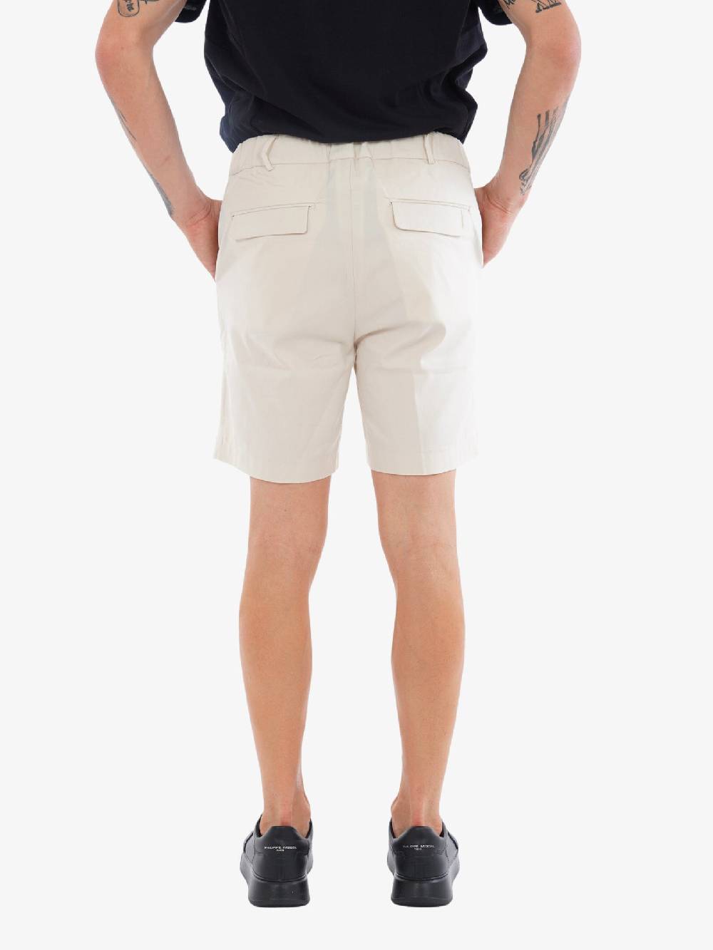 WHITE OVER Bermuda Wall Kill Uomo In Misto Cotone Sabbia Doppio Bottone