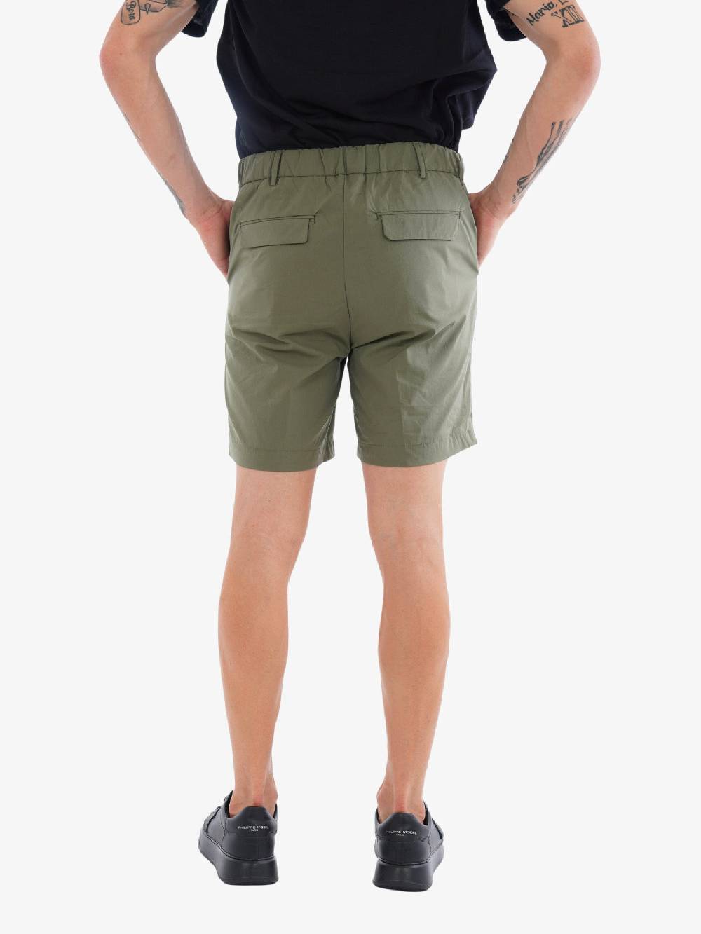 WHITE OVER Bermuda Wall Kill Uomo In Misto Cotone Verde Doppio Bottone