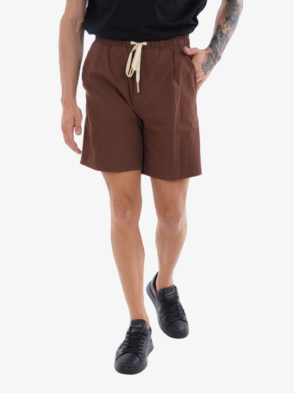 YES LONDON Bermuda XS4187 Uomo In Cotone Coccio Elastico In Vita