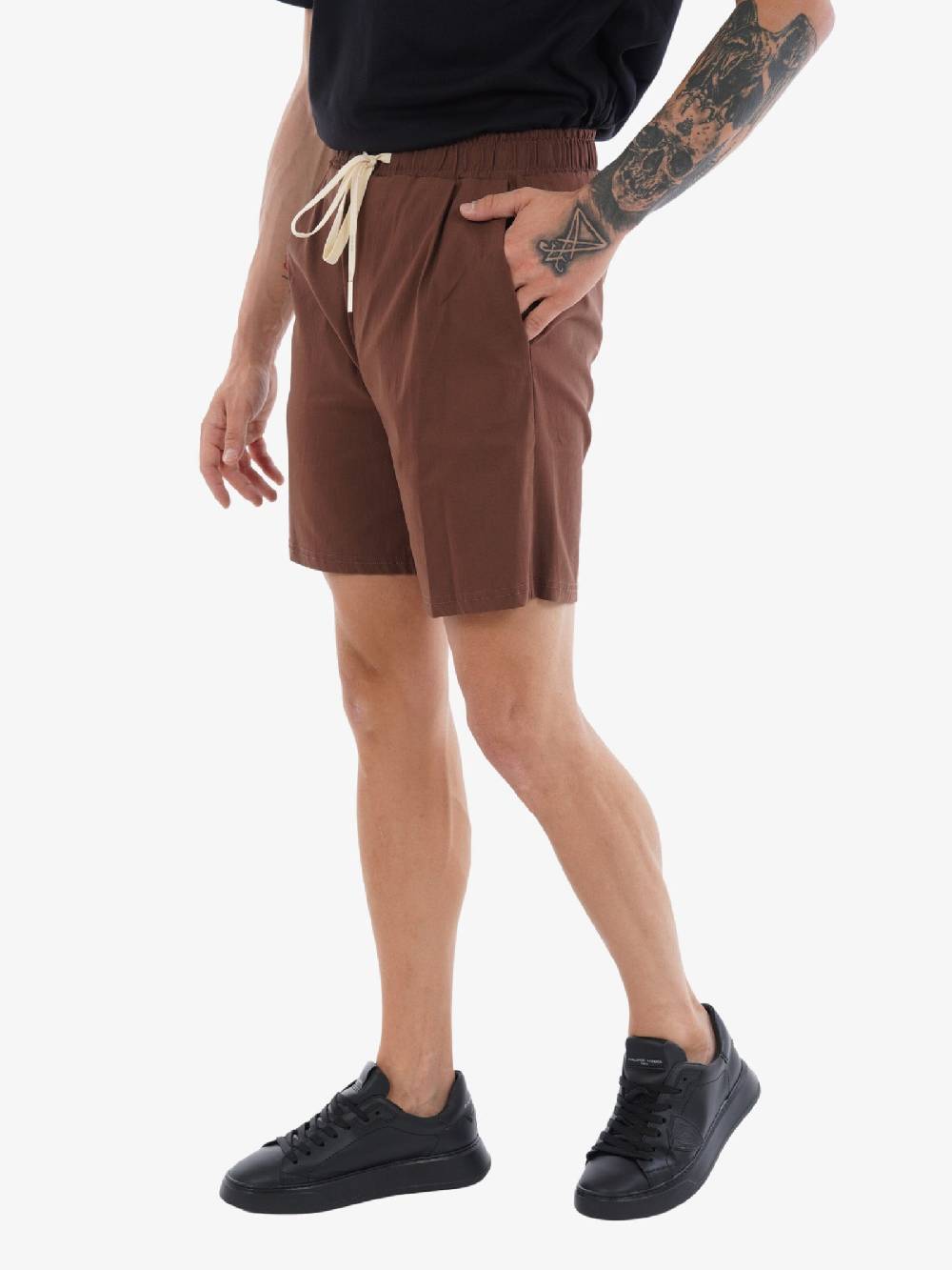 YES LONDON Bermuda XS4187 Uomo In Cotone Coccio Elastico In Vita