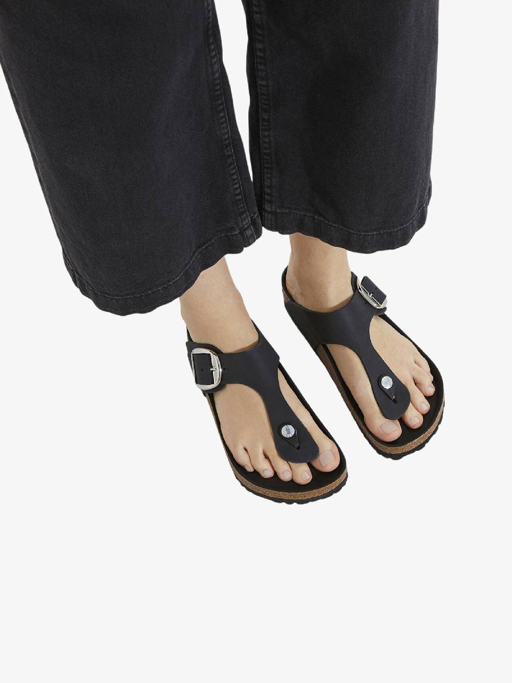 BIRKENSTOCK Ciabatte Gizeh Big Buckle Donna Nere