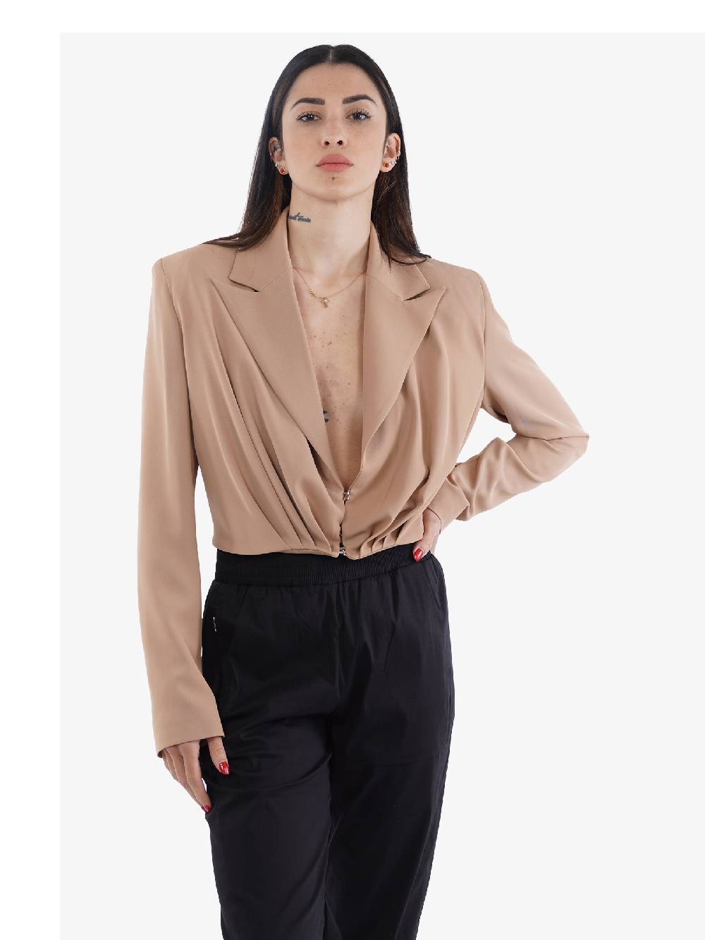 MONIQUE GARCONNE Blazer Donna Poliestere Marrone G167CAPPUCCINO