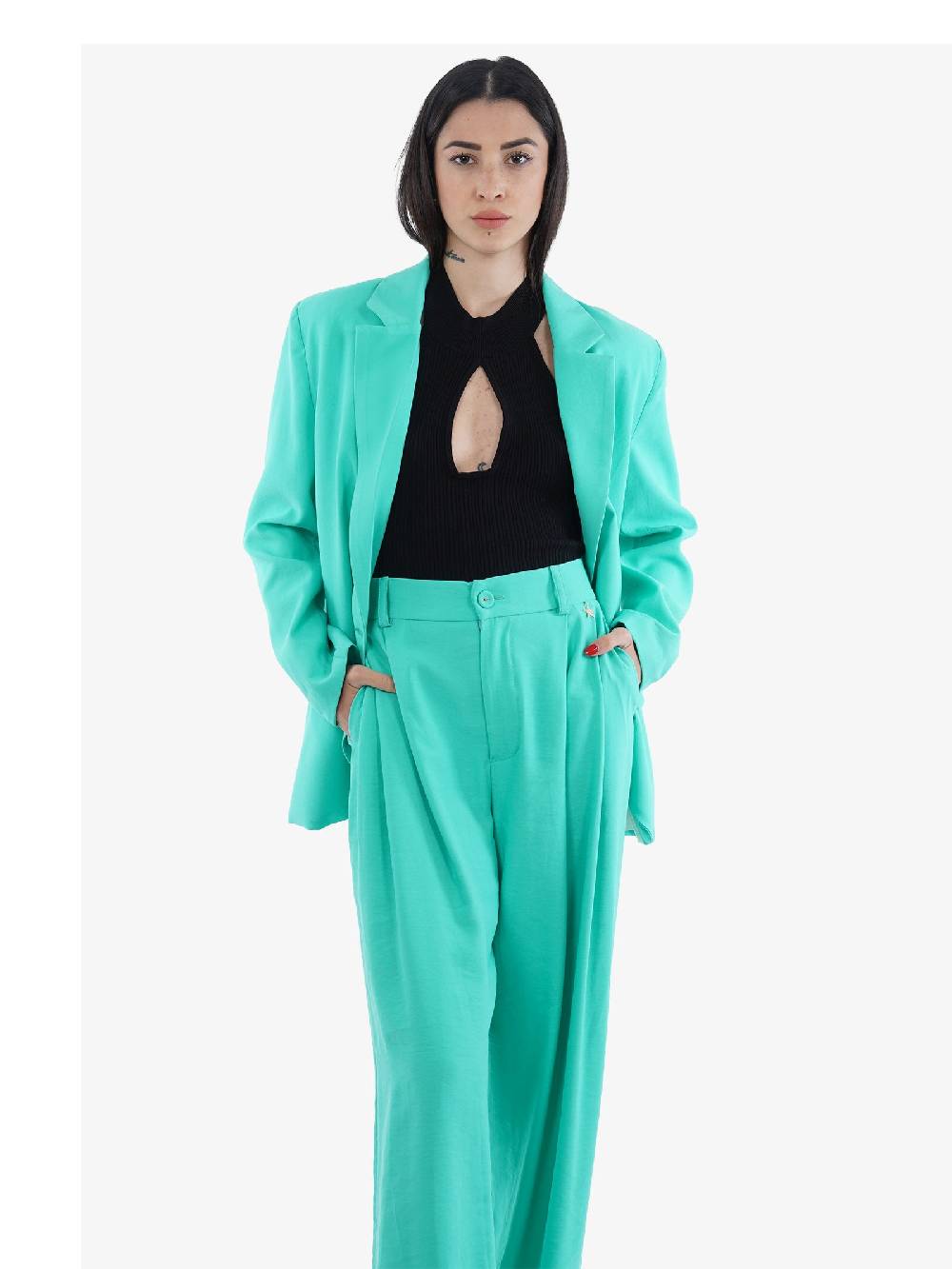 SOUVENIR Blazer Donna Viscosa Verde Modello Elegante Menta