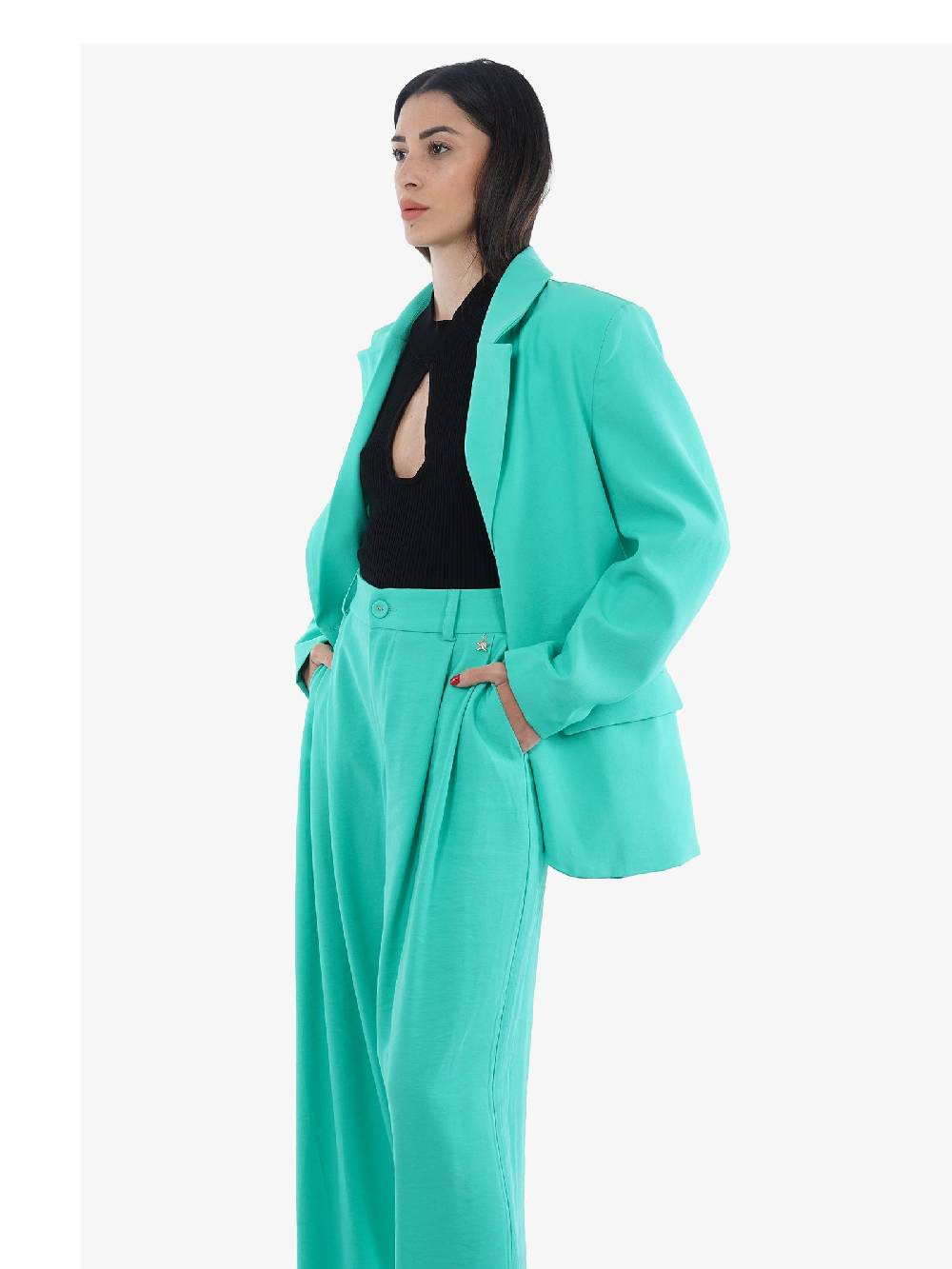 SOUVENIR Blazer Donna Viscosa Verde Modello Elegante Menta