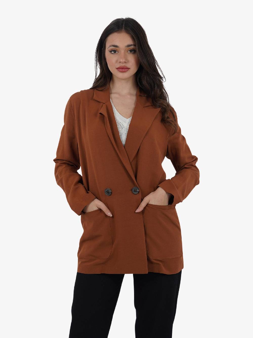 MARIUCCIA Blazer doppiopetto MMD3240 donna viscosa marrone