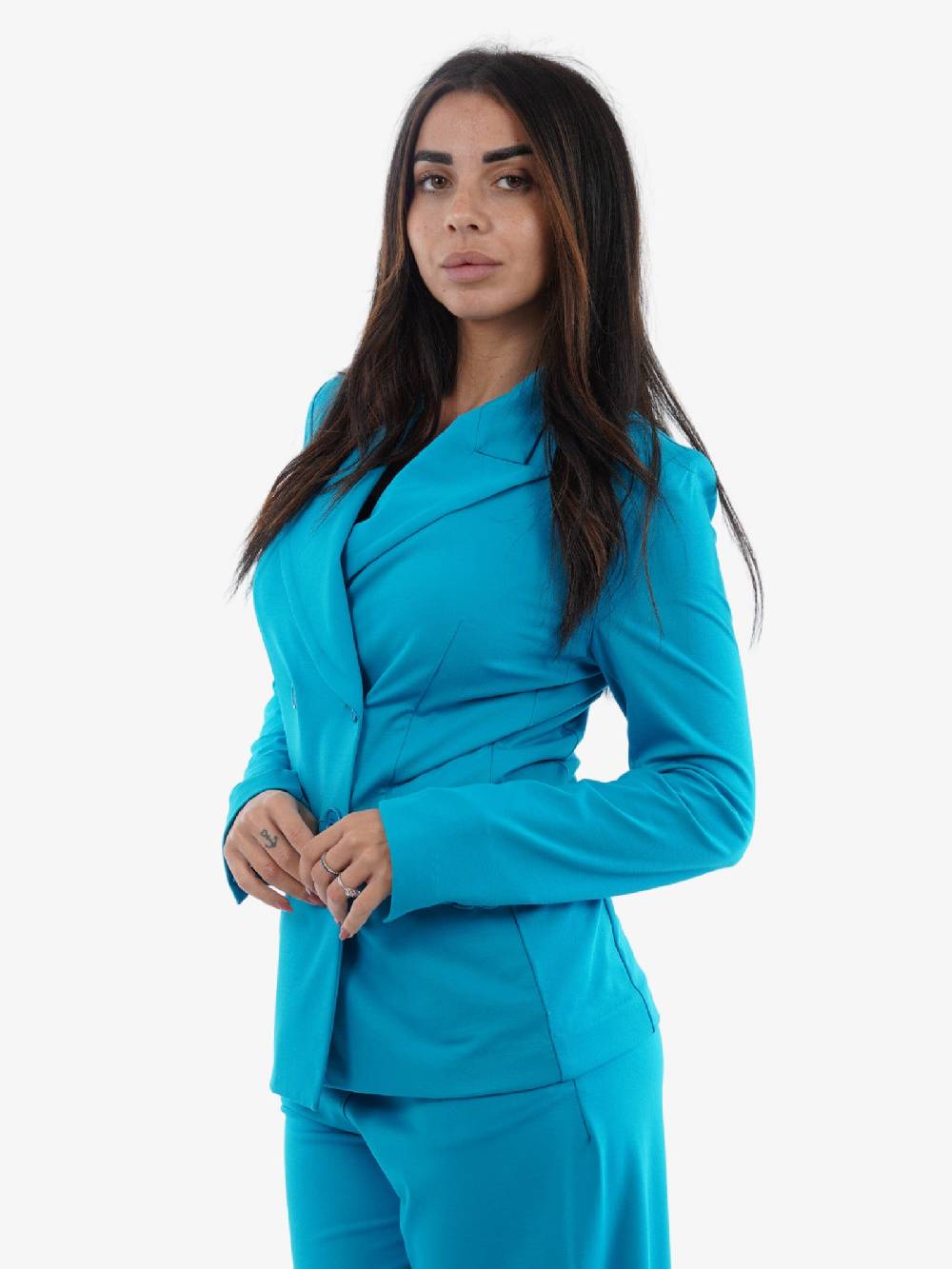 MERCI Blazer In Viscosa Azzurro Con Taglio Elegante Donna