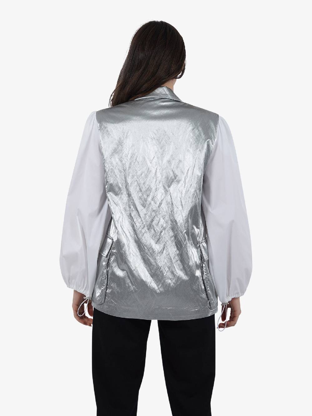 JIJIL Blazer Monopetto Con Spalmatura GI053 Donna Viscosa Argento