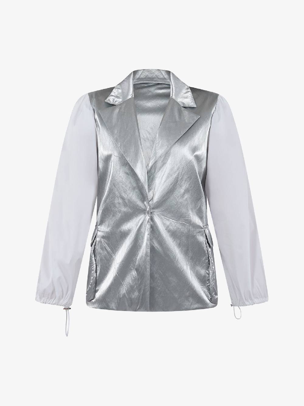 JIJIL Blazer Monopetto Con Spalmatura GI053 Donna Viscosa Argento