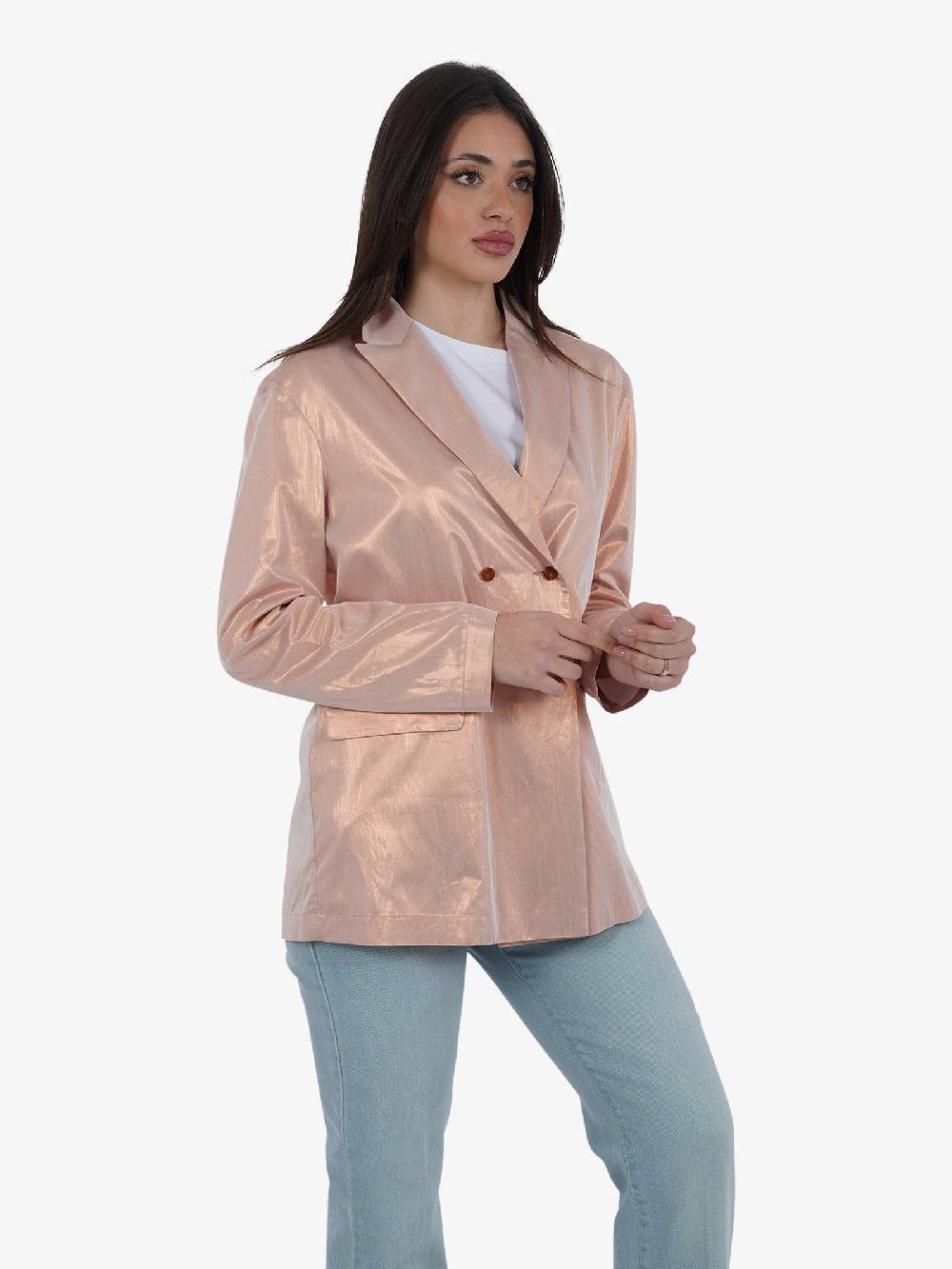 ALYSI Blazer Shining Doppiopetto 104814P4034 Donna Viscosa Oro