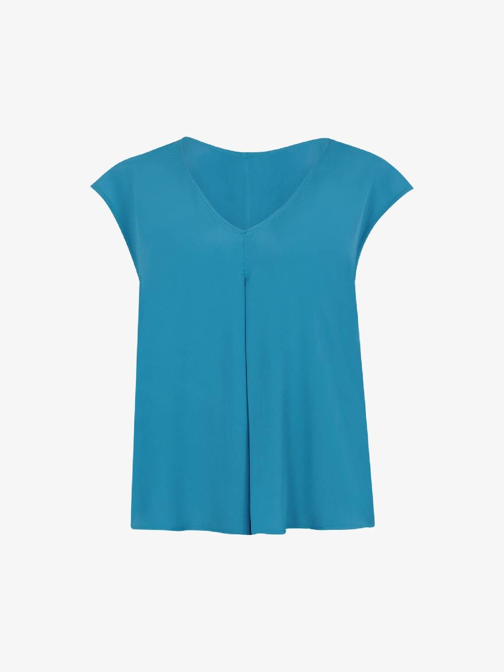 JIJIL Blusa a maniche corte BL298 donna in misto seta azzurro