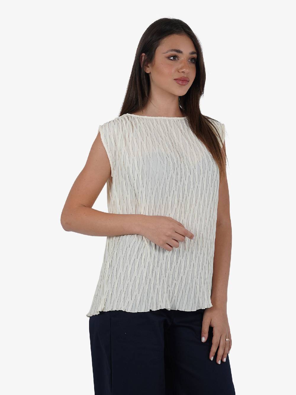 JIJIL Blusa Con Disegno Geometrico BL247 Donna Panna