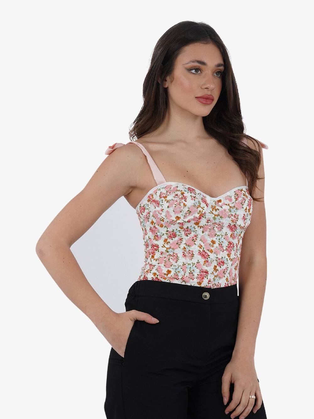 GLAMOROUS Body Corsetto Con Nastri CK7347 Donna Rosa