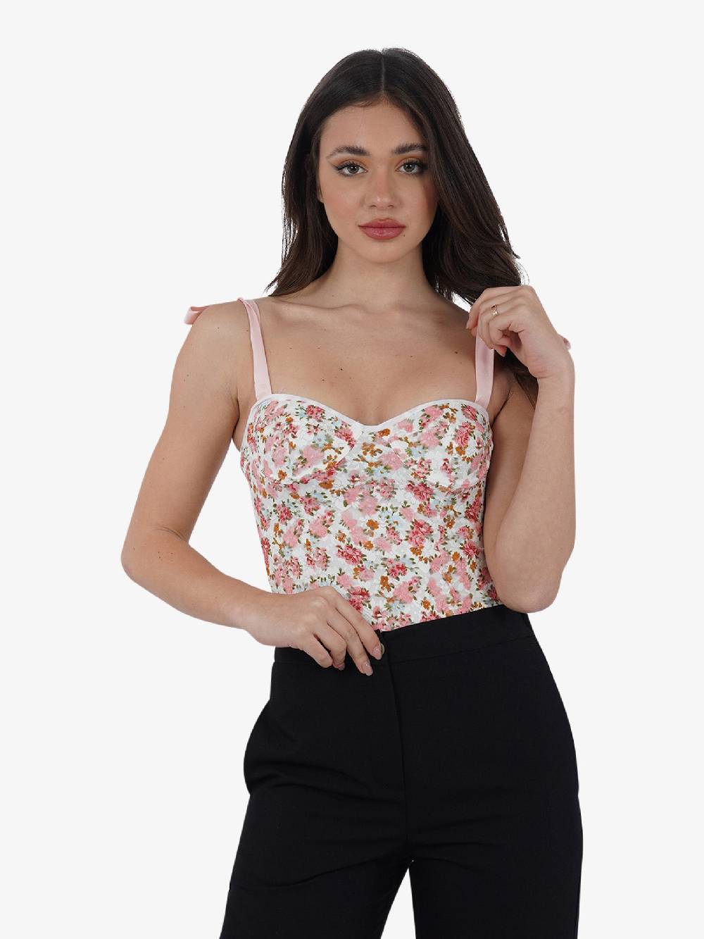 GLAMOROUS Body Corsetto Con Nastri CK7347 Donna Rosa